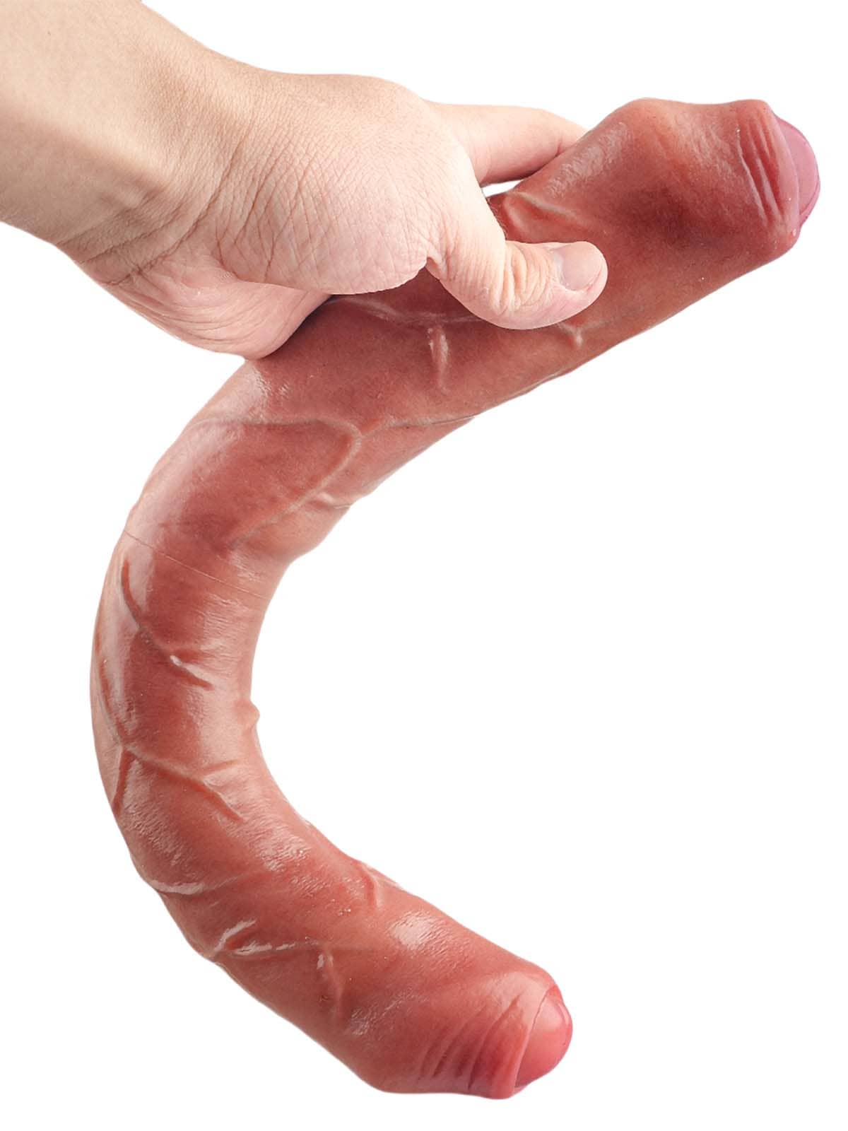 Hugo 15.7" * 2" Thick Realistic Double Sided Sliding Skin Dildo With Foreskin - S Size