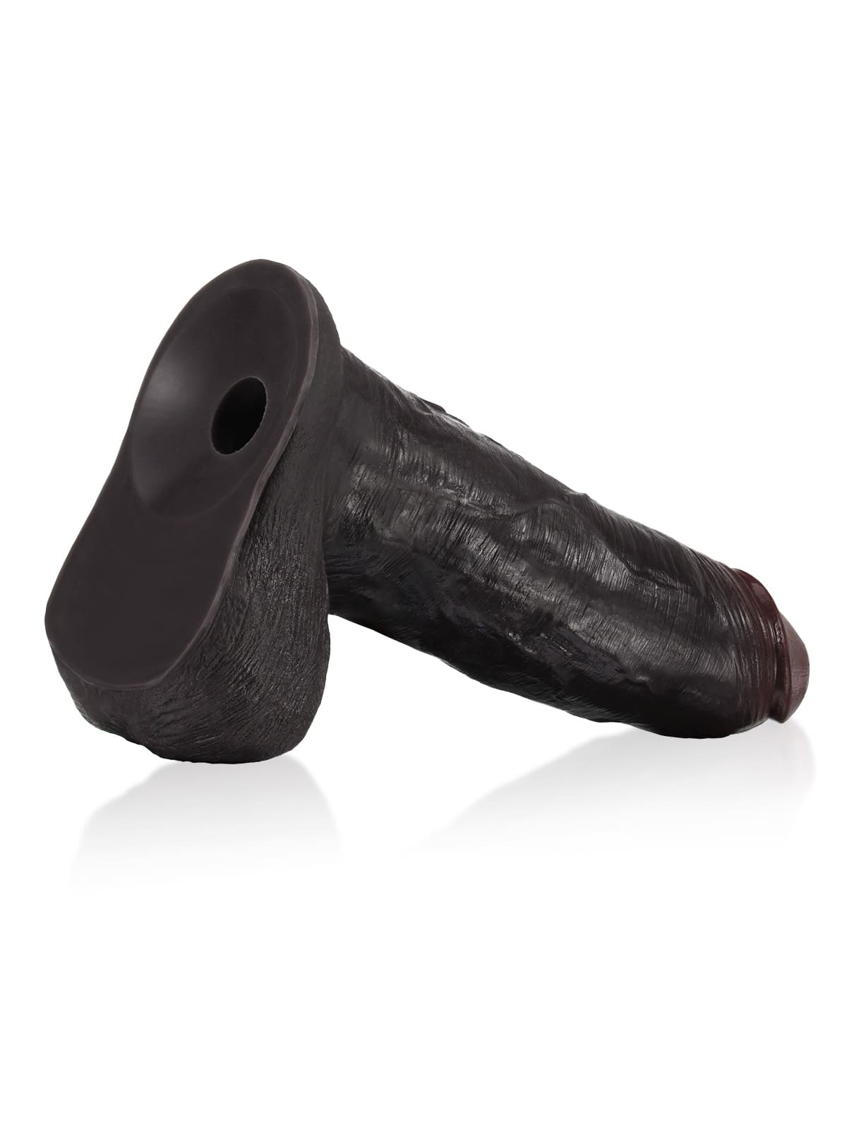 9" x 2" Black Sliding Skin Vac-U-Lock Dildo With Moving Balls & Suction Cup