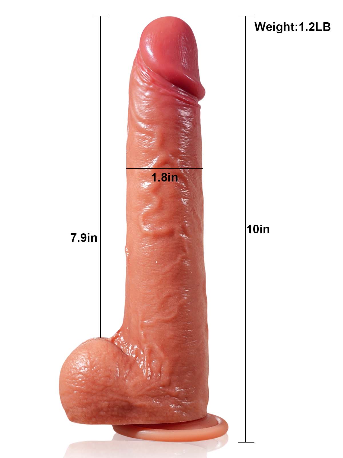 Baron 9.2" x 2" Brown Huge Sliding Skin Vibrating Dildo With Ball