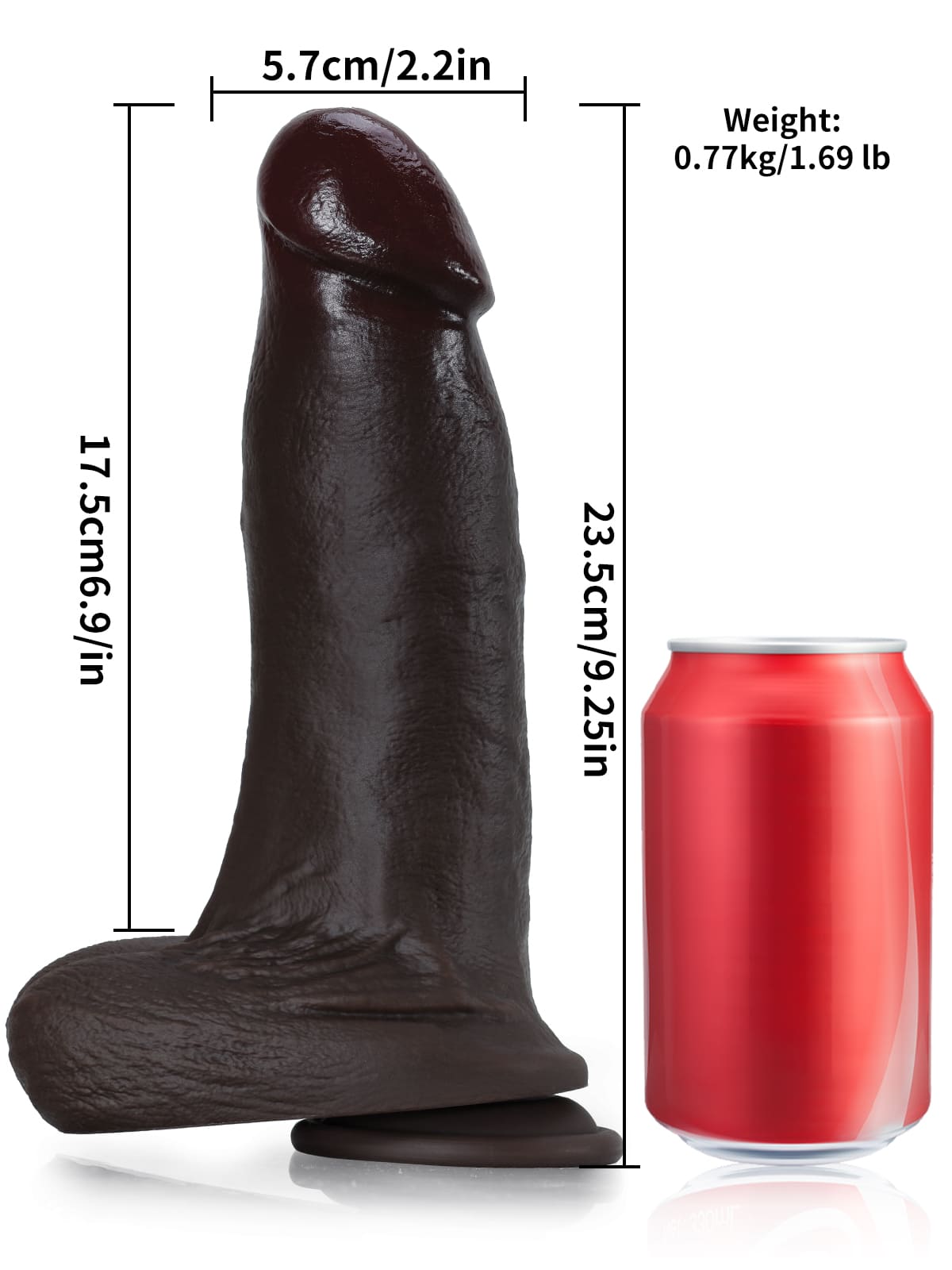 9.4" x 2.2" Black Thick 3 Modes High Frequency Pulsating Dildo
