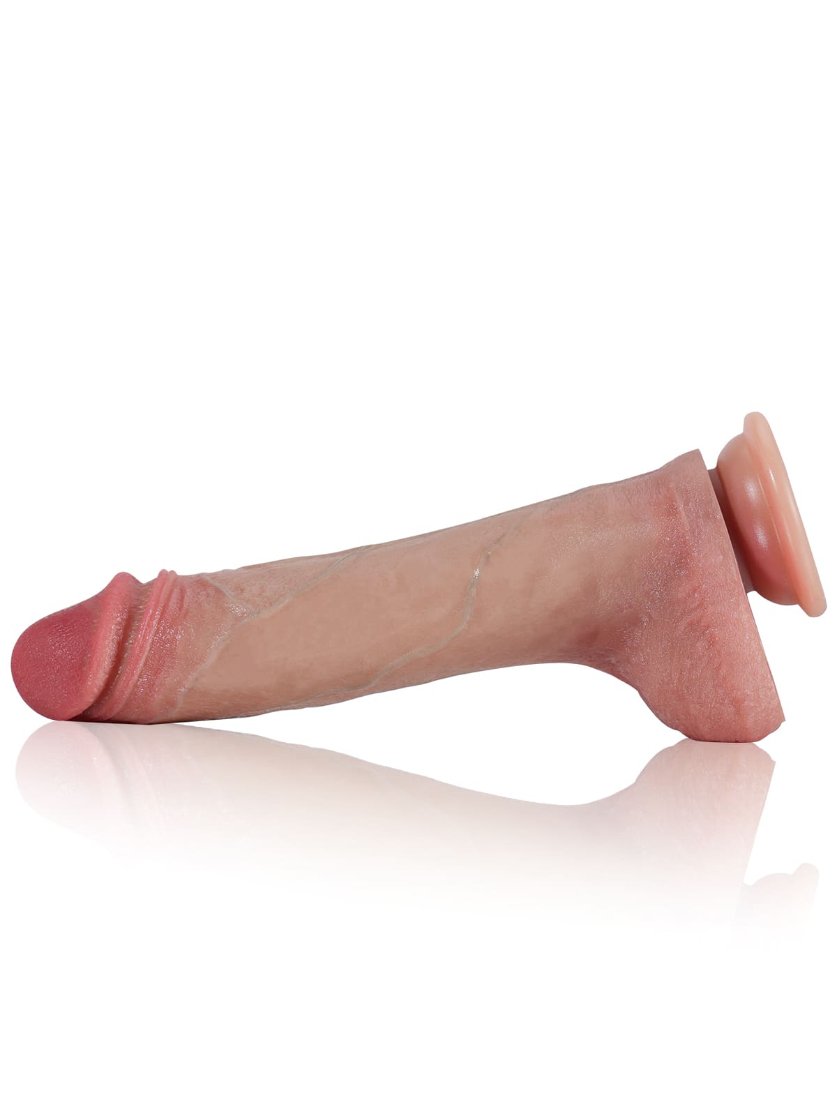 8.6" x 1.7" Flesh Soft Sliding Skin Thrusting Dildo