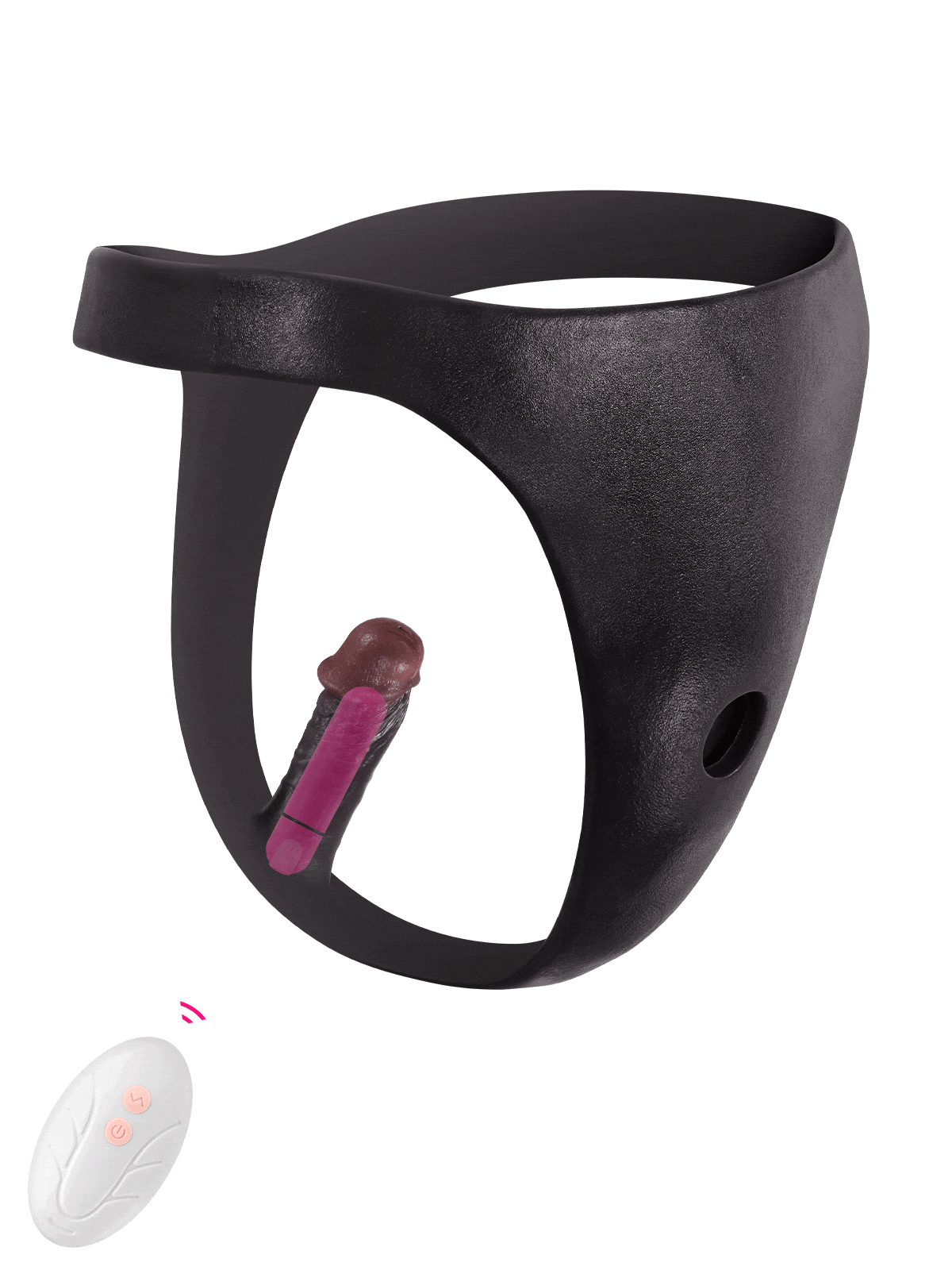 Black Silicone Strap-On with vibrating anal dildo For Suction Cup Dildo (Replaceable dildo not included)