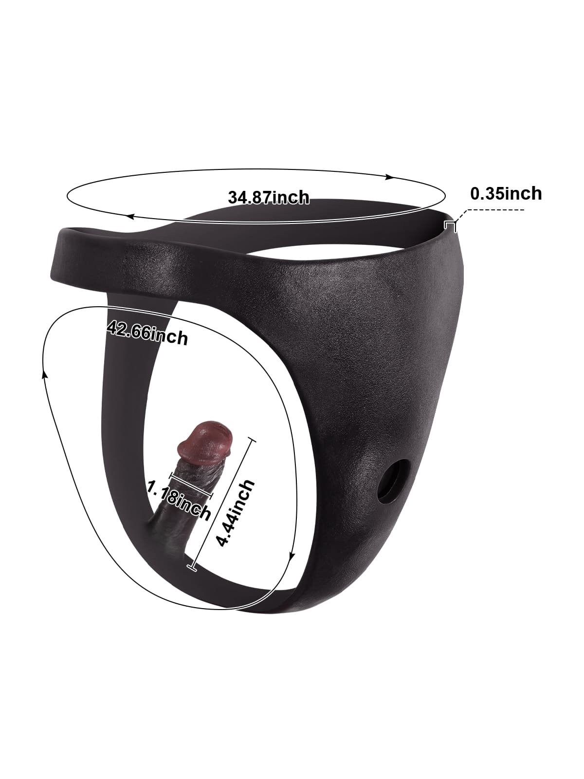 Black Silicone Strap-On with vibrating anal dildo For Suction Cup Dildo (Replaceable dildo not included)