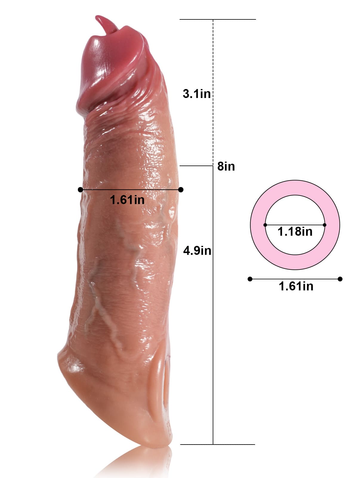 Corona 8” Length x 3.6” Vibrating Girth Vibrating Penis Sleeve