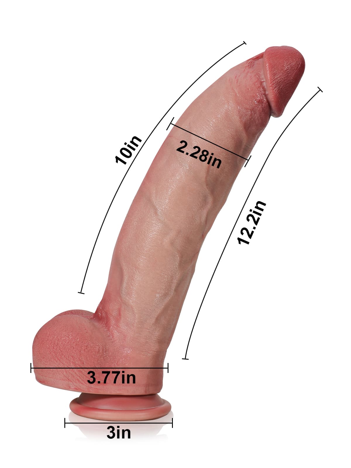 Farid 2.0 12" x 2.2" Huge Dildo Soft Skin Dick With Metal Keel
