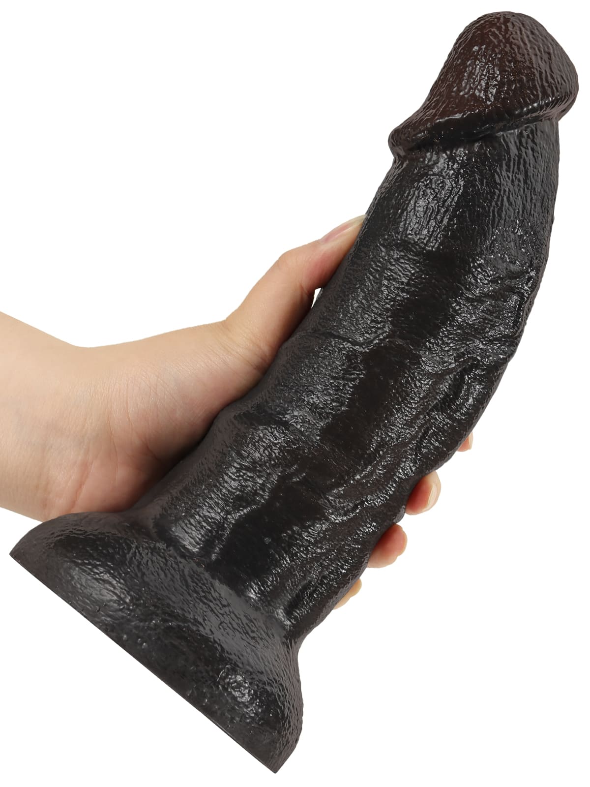 10" X 2.3" Black Curved Dildo G Spot Suction Cup Dildo No Balls (XL Size)