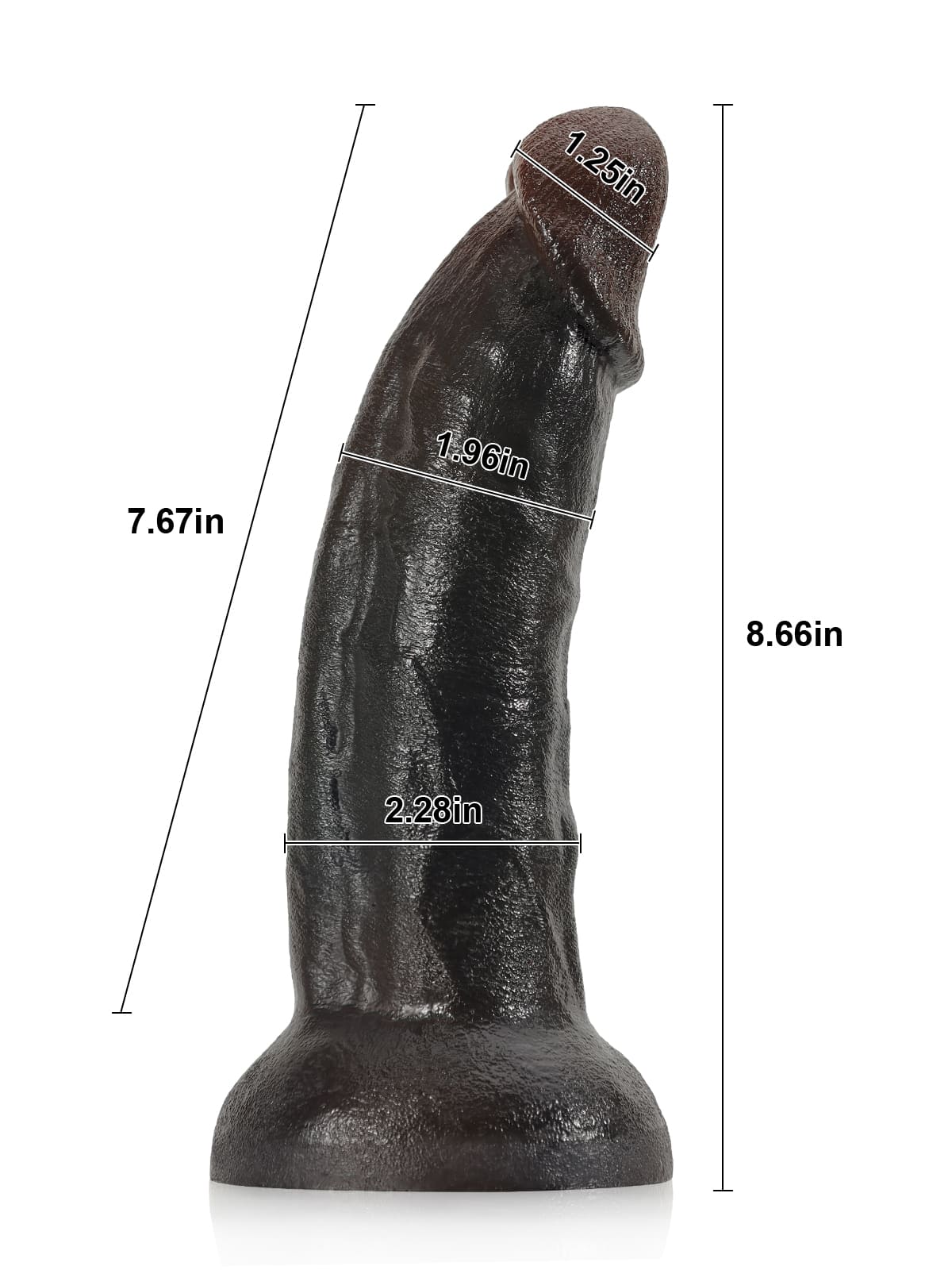 8.6" X 1.9" Black Curved Dildo G Spot Realistic Dildo No Balls (L Size)