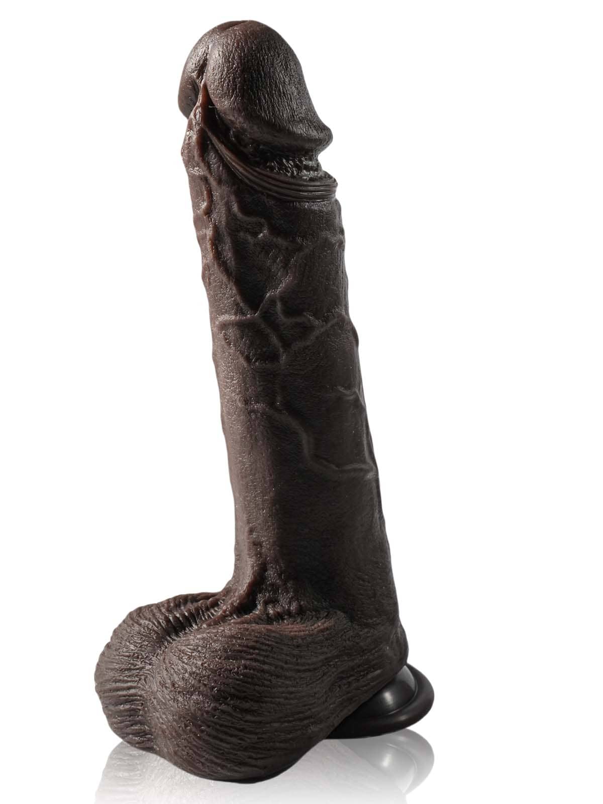 Grey 10" x 1.9" Black Big Vibrating Thrusting Dildo 7 Modes Thrusting & 3 Modes Vibrating