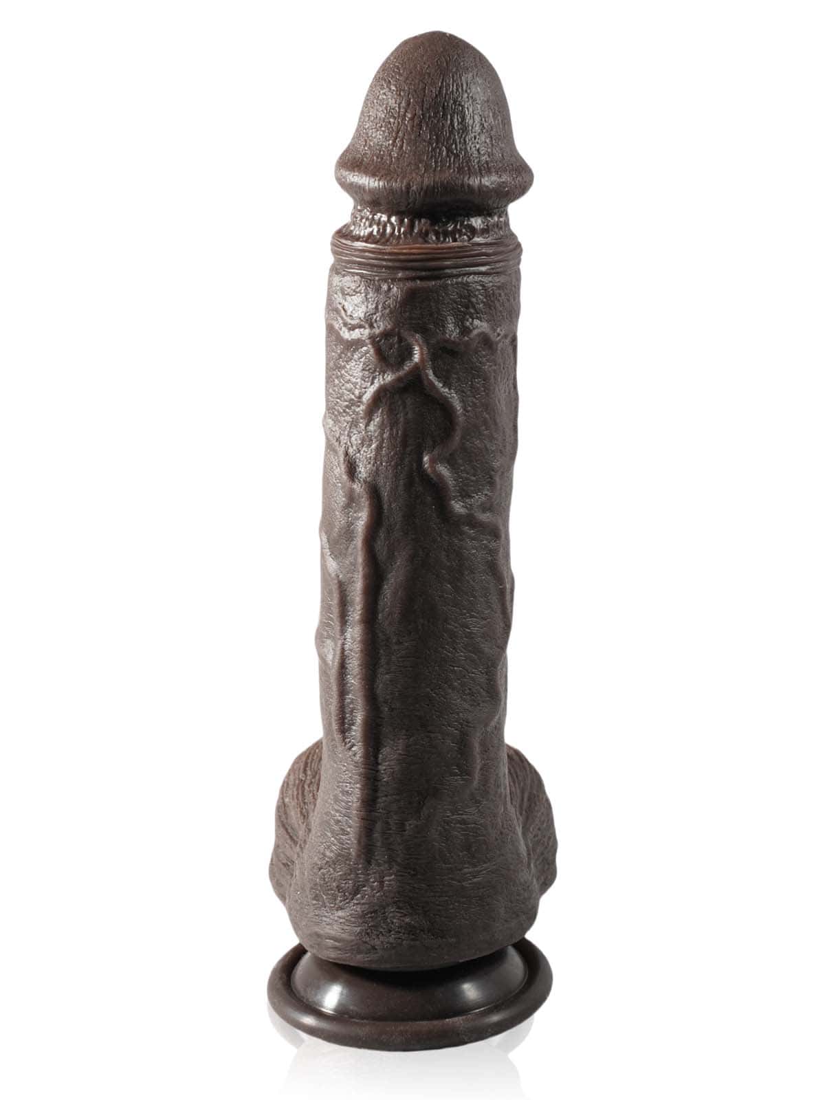 Grey 10" x 1.9" Black Big Vibrating Thrusting Dildo 7 Modes Thrusting & 3 Modes Vibrating