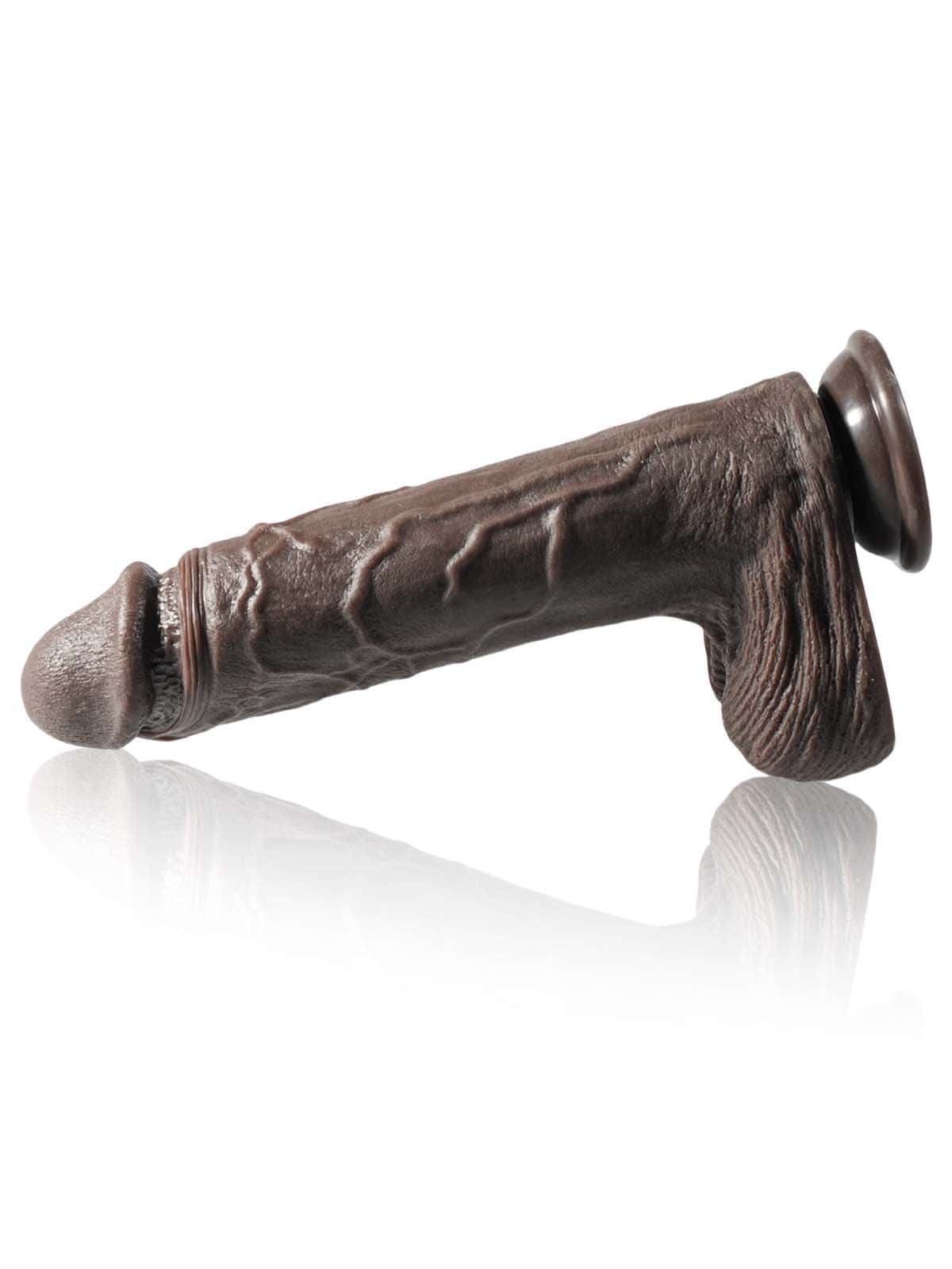 Grey 10" x 1.9" Black Big Vibrating Thrusting Dildo 7 Modes Thrusting & 3 Modes Vibrating
