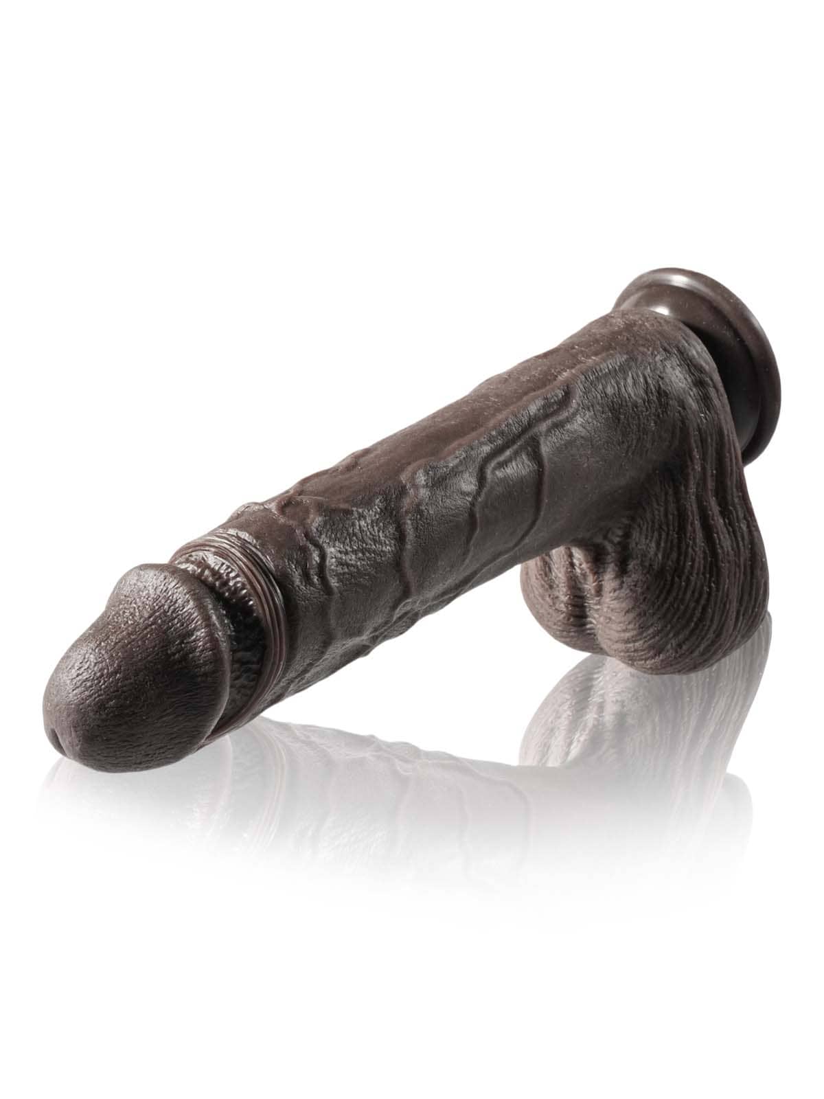 Grey 10" x 1.9" Black Big Vibrating Thrusting Dildo 7 Modes Thrusting & 3 Modes Vibrating