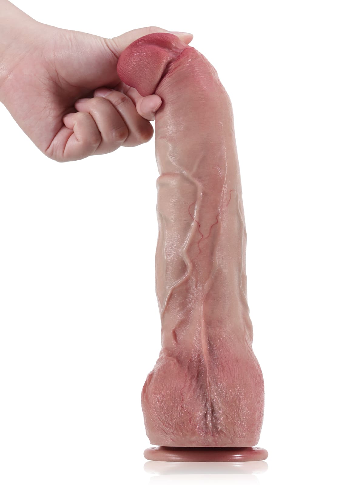 11.8" x 2.2" - Flesh Huge Anal Dildo With Metal Keel Bendable