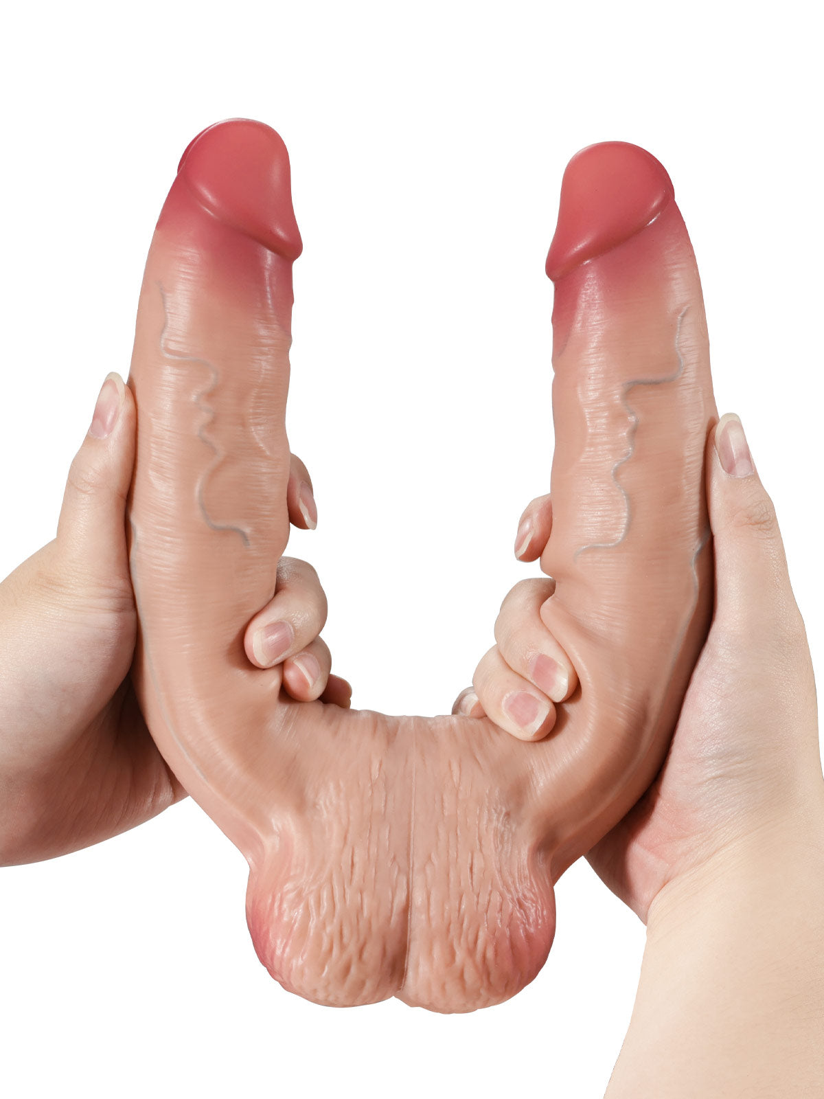 17" * 1.5" Vibrating Double Head Sliding Skin Dildos With Balls 10 Vibration - Rechargeable Remote Controller - M