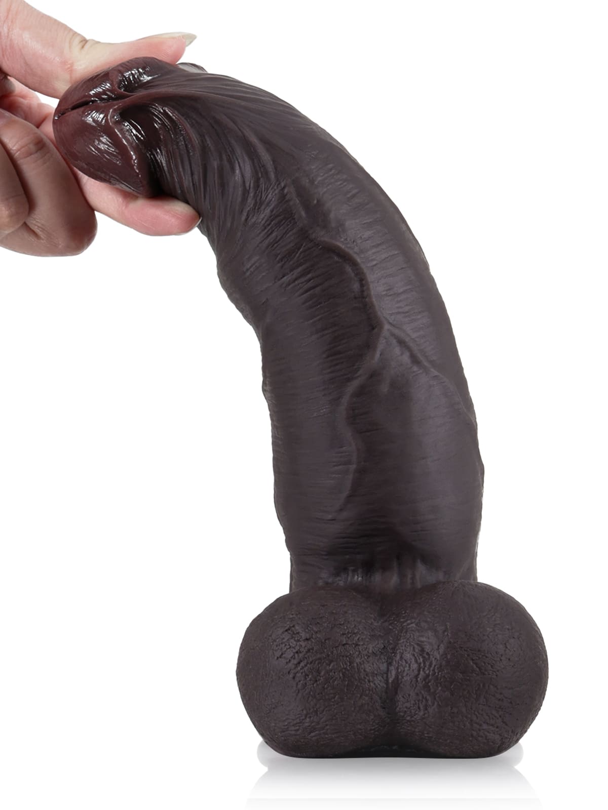 Joshua 9" x 2" Brown Soft Skin Thick Sliding Skin Dildo With Moving Balls