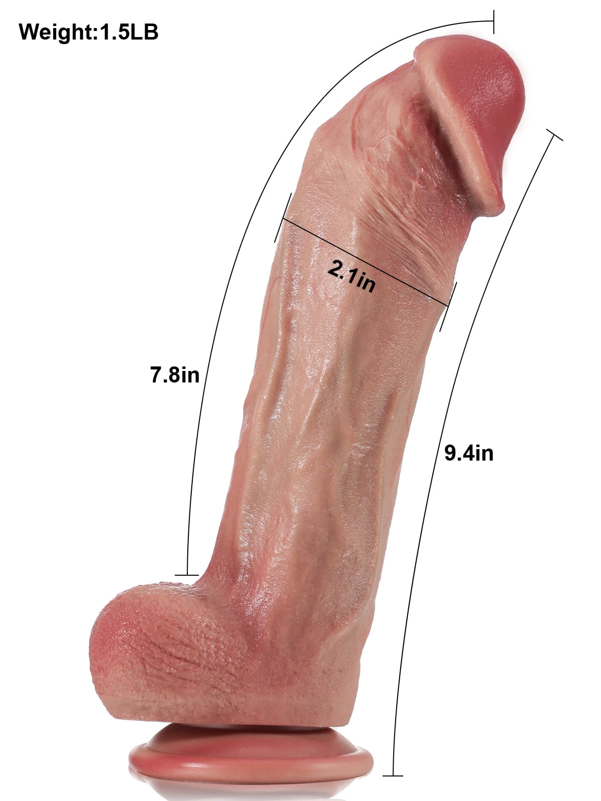 Machete 9.4" x 2"Flesh G Spot Thick Curved Dildo With Metal Keel Bendable