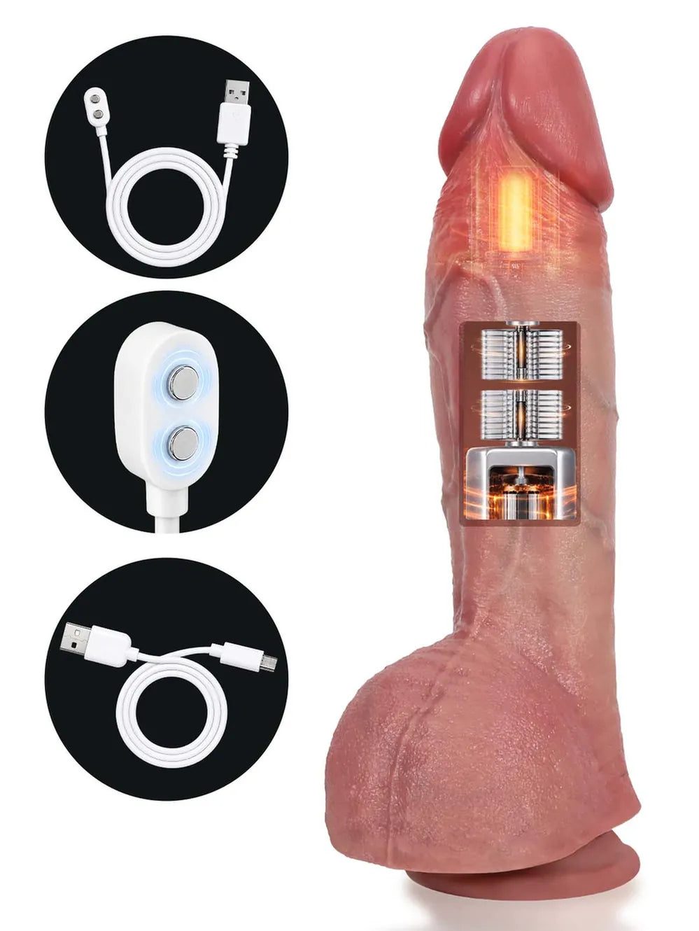 Marcus | 10.6" x 2.3" Thrusting Vibrating Heating Realistic Dildo with Thick Middle