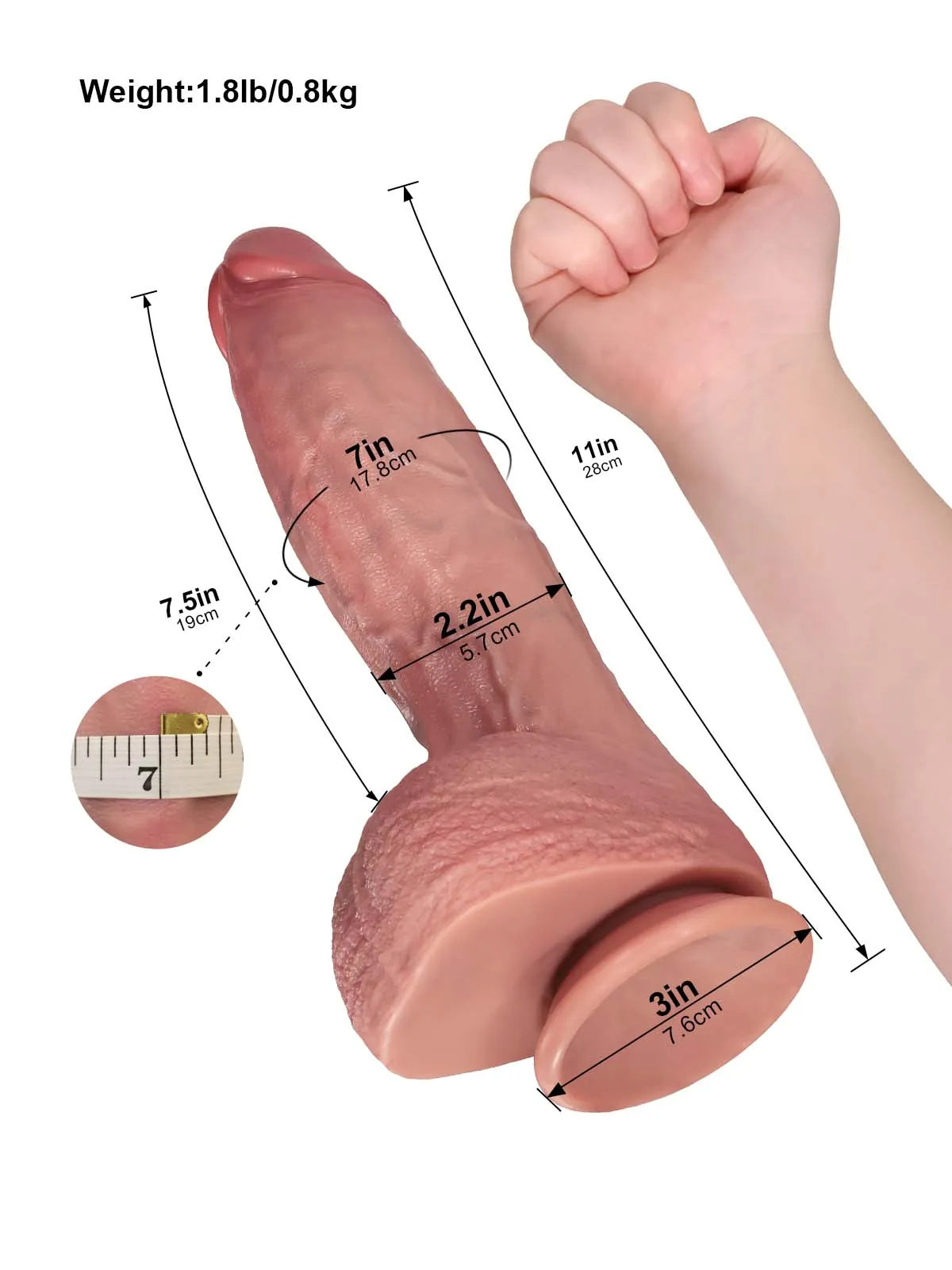 Vincent | 11" x 2.2 " - Large Long Realistic Dildo with Full Tapered Shaft