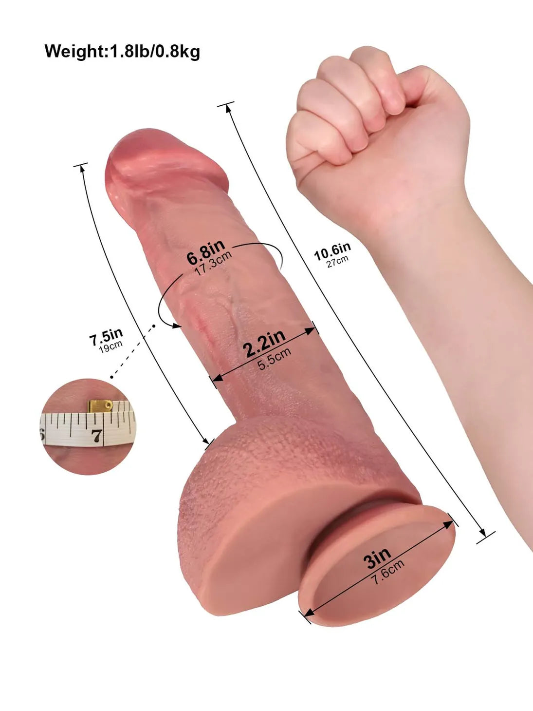 Elias | 10.6" x 2.2" - Lifelike Dildo with Flexible Shaft and Veins