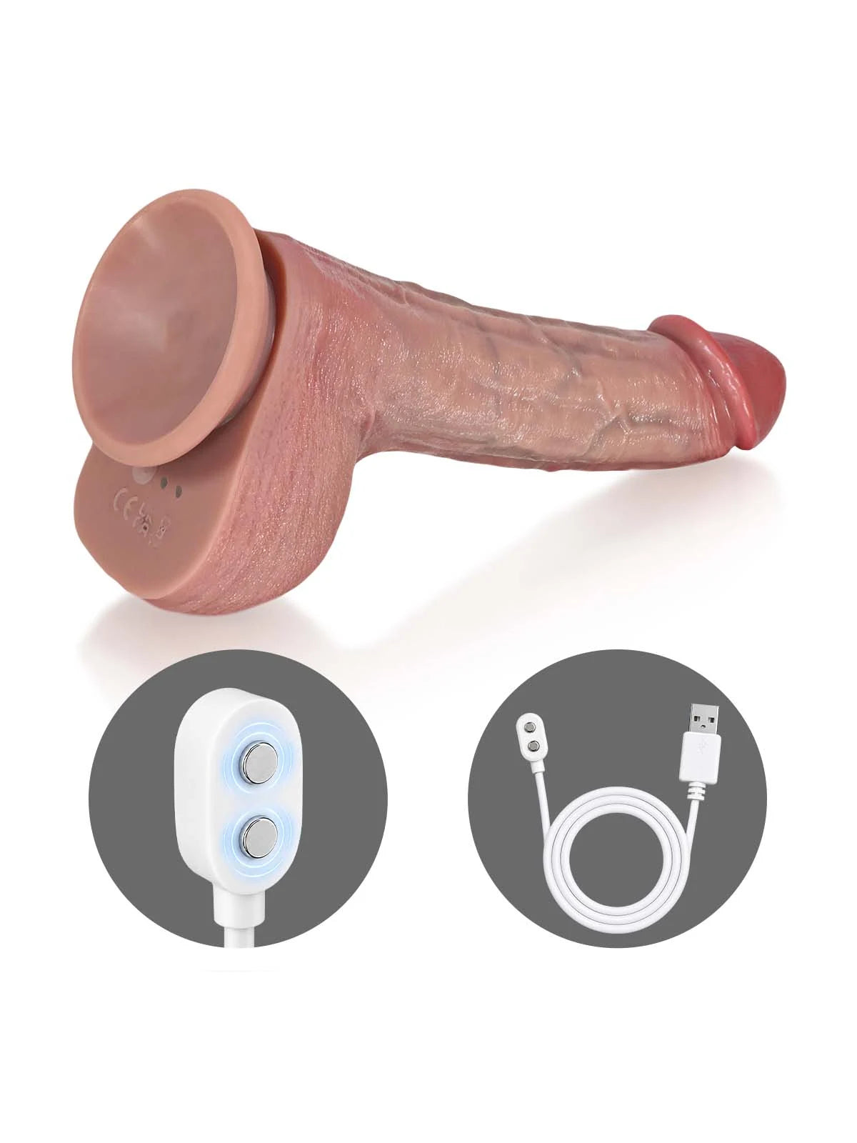 Drake | 9" x 1.8" Lifelike Thrusting Vibrating Dildo with Mushroom Head and Ring Remote