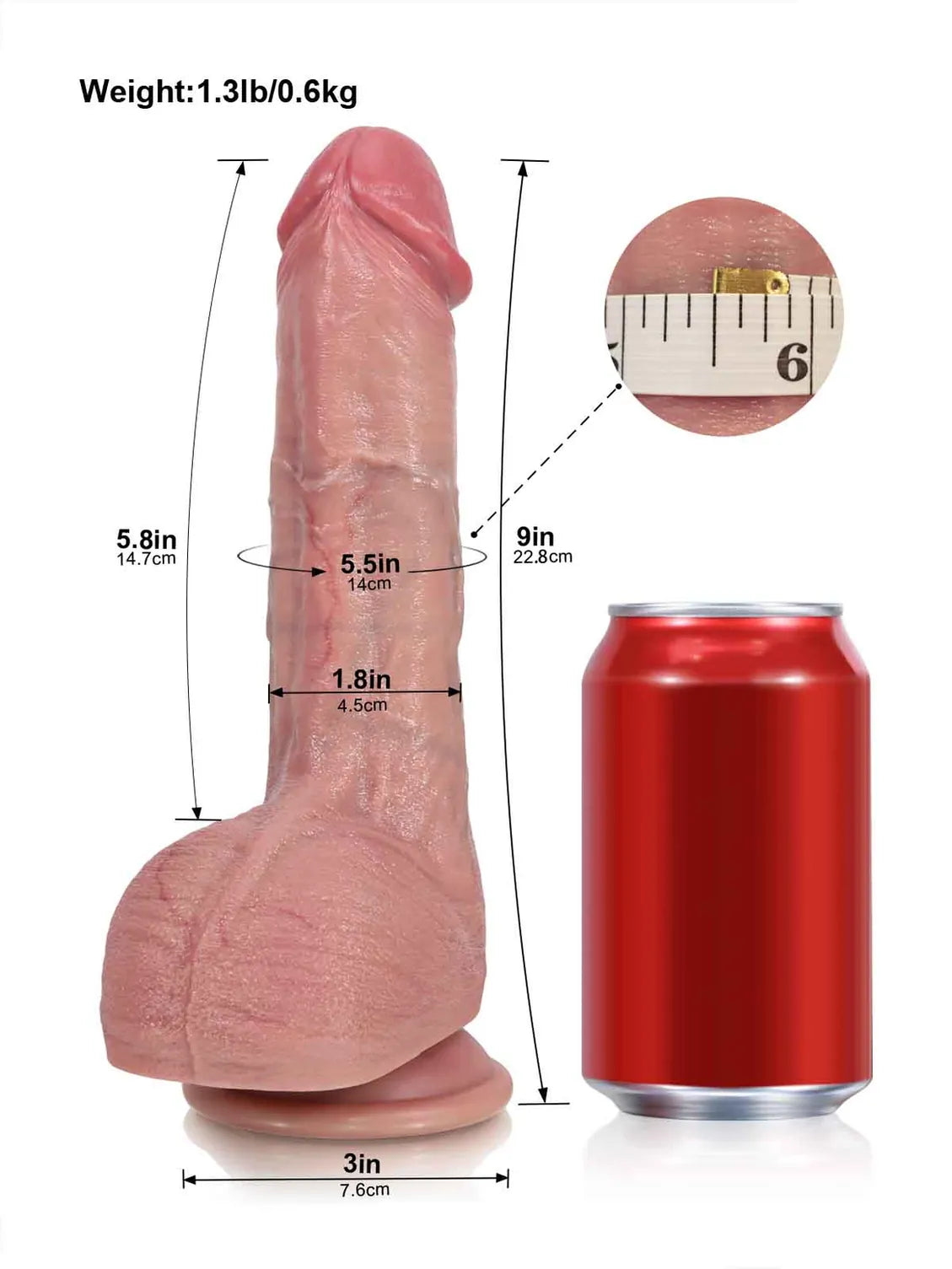 Drake | 9" x 1.8" Lifelike Thrusting Vibrating Dildo with Mushroom Head and Ring Remote