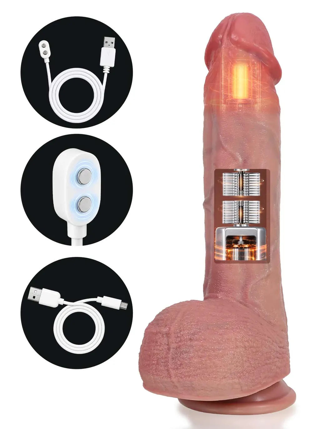 Ivan | 9.8" x 2" Ultra Realistic Thrusting Vibrating Warming Dildo with Deep Ridge