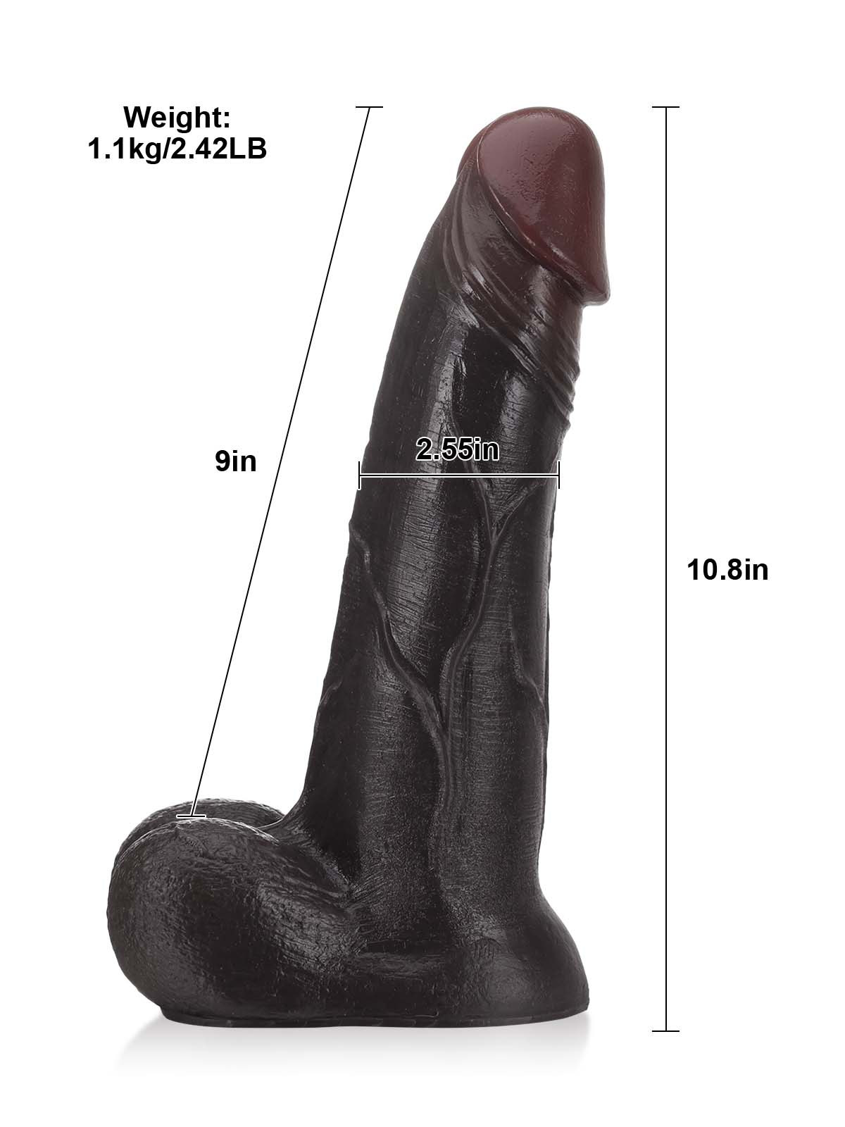 Raptor | 10.8" x 2.5" Huge Thick Sliding Skin Vac-U-Lock Dildo With Moving Balls & Suction Cup
