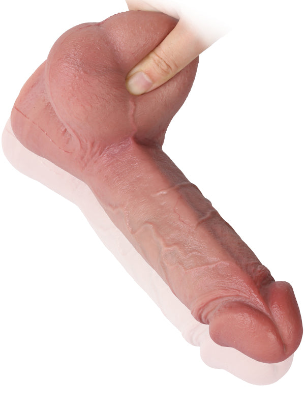 9.7" x 2" - Realistic Soft Dildo With Swinging Balls & Metal Keel Bendable