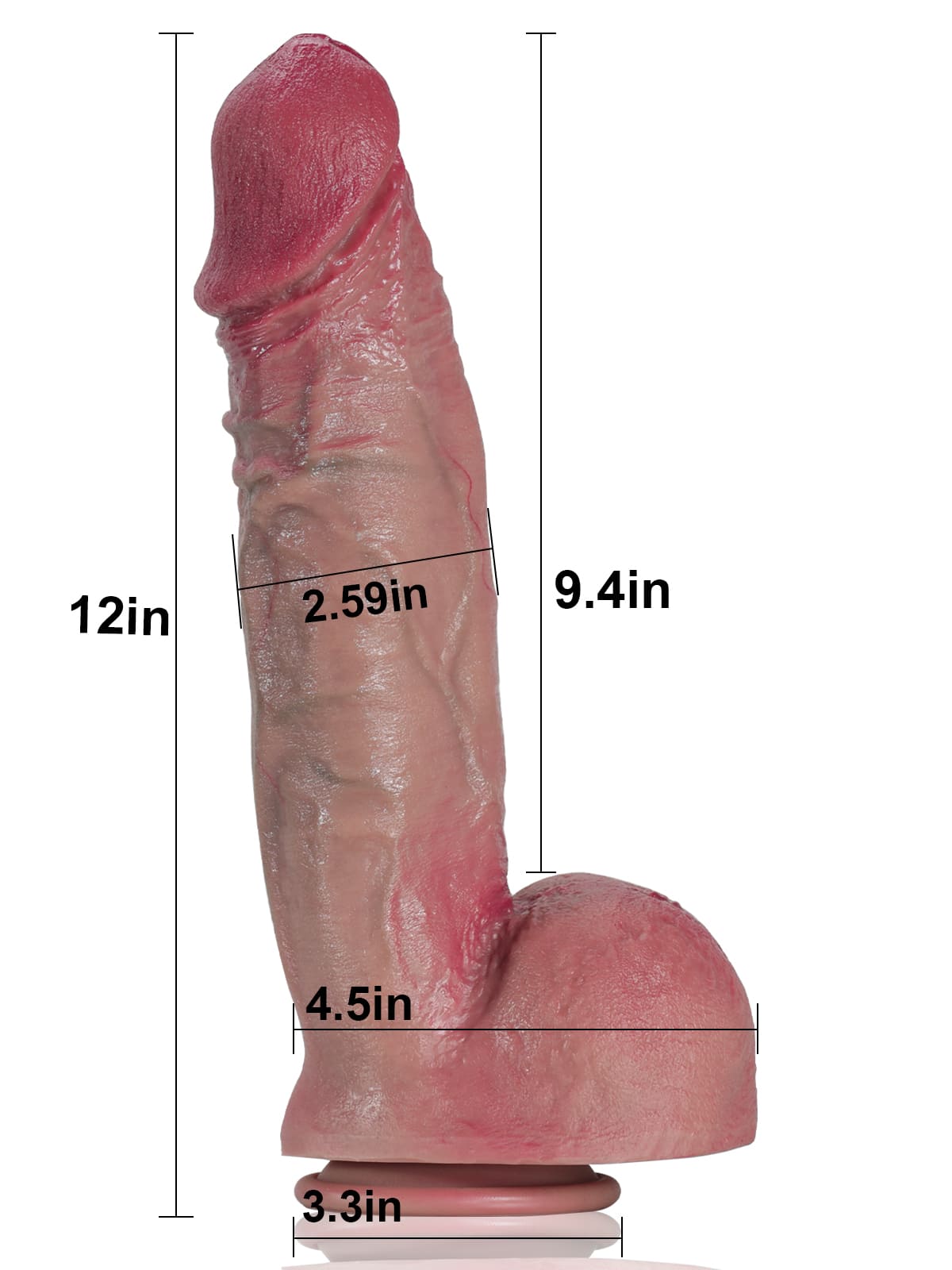 Rockwell 11" x 2.5" L Size Large Thick Realistic Dildo With Metal Keel