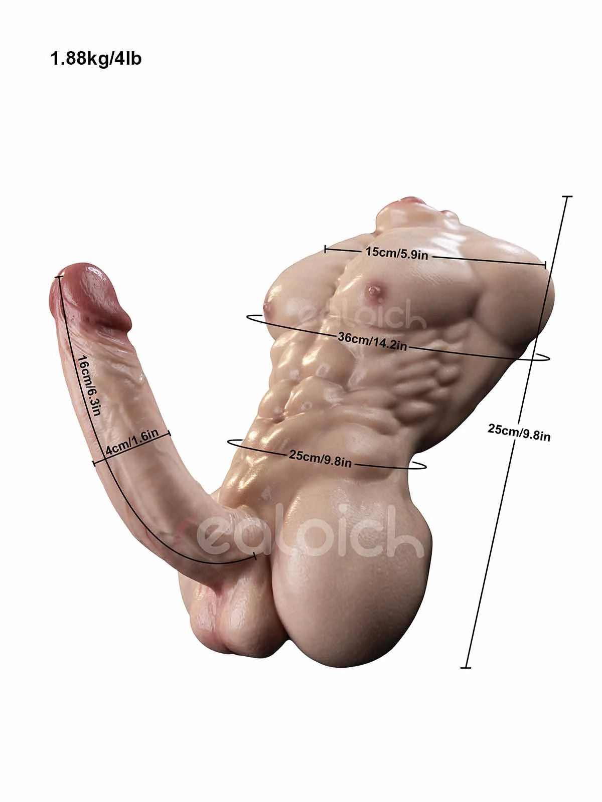 Rook | 4LB Small Silicone Torso Dildo with Realistic Blowjob Tunnel