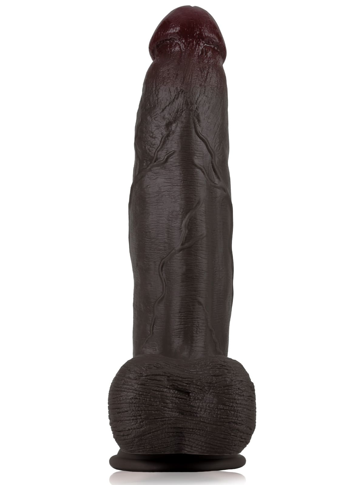12" X 2.8" Dual Density Silicone Huge & Thick Realistic Black Dildo