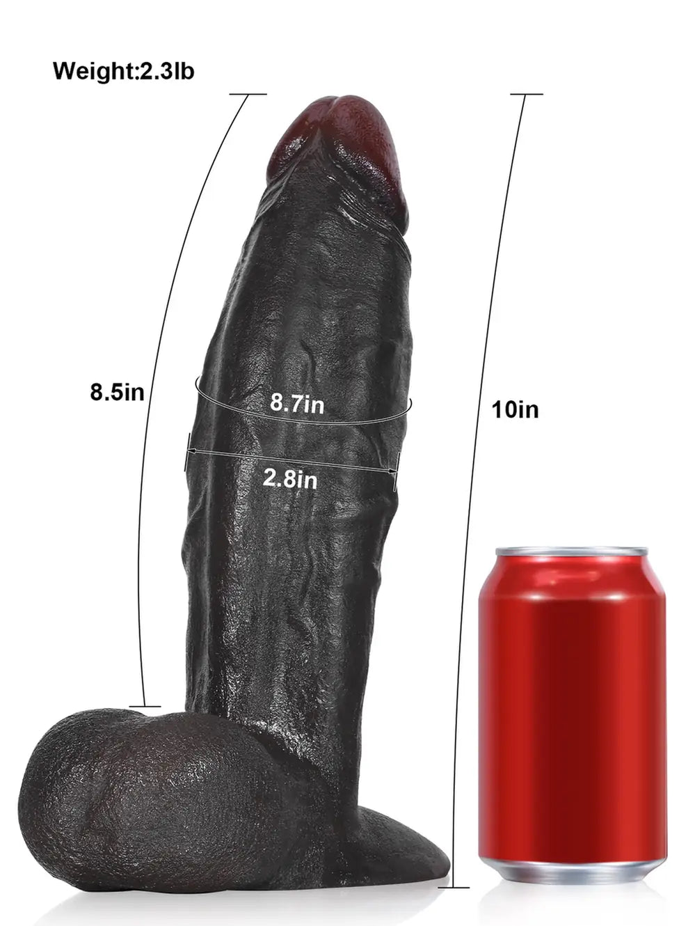 Dragon | 10" x 2.8" Extra Thick Black Dildo With Swinging Balls & Vac U Lock Suction Cup XL