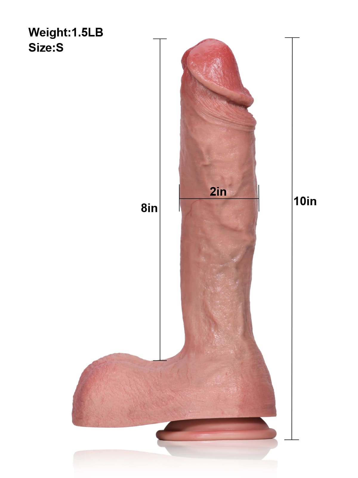 Sebastian S 10" * 2" Flesh Soft Skin Most Realistic Thick Dildo Best For Women