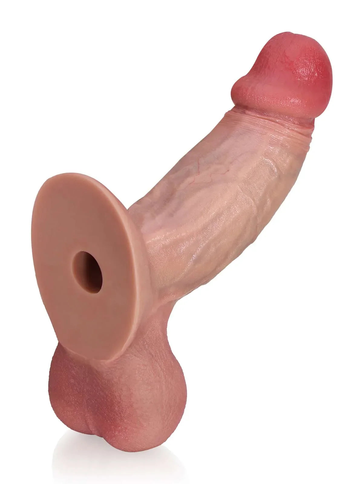 8" x 2.3" Tapered Curved Dildo with Raised Ridge and Veins Vac U Lock Suction Cup