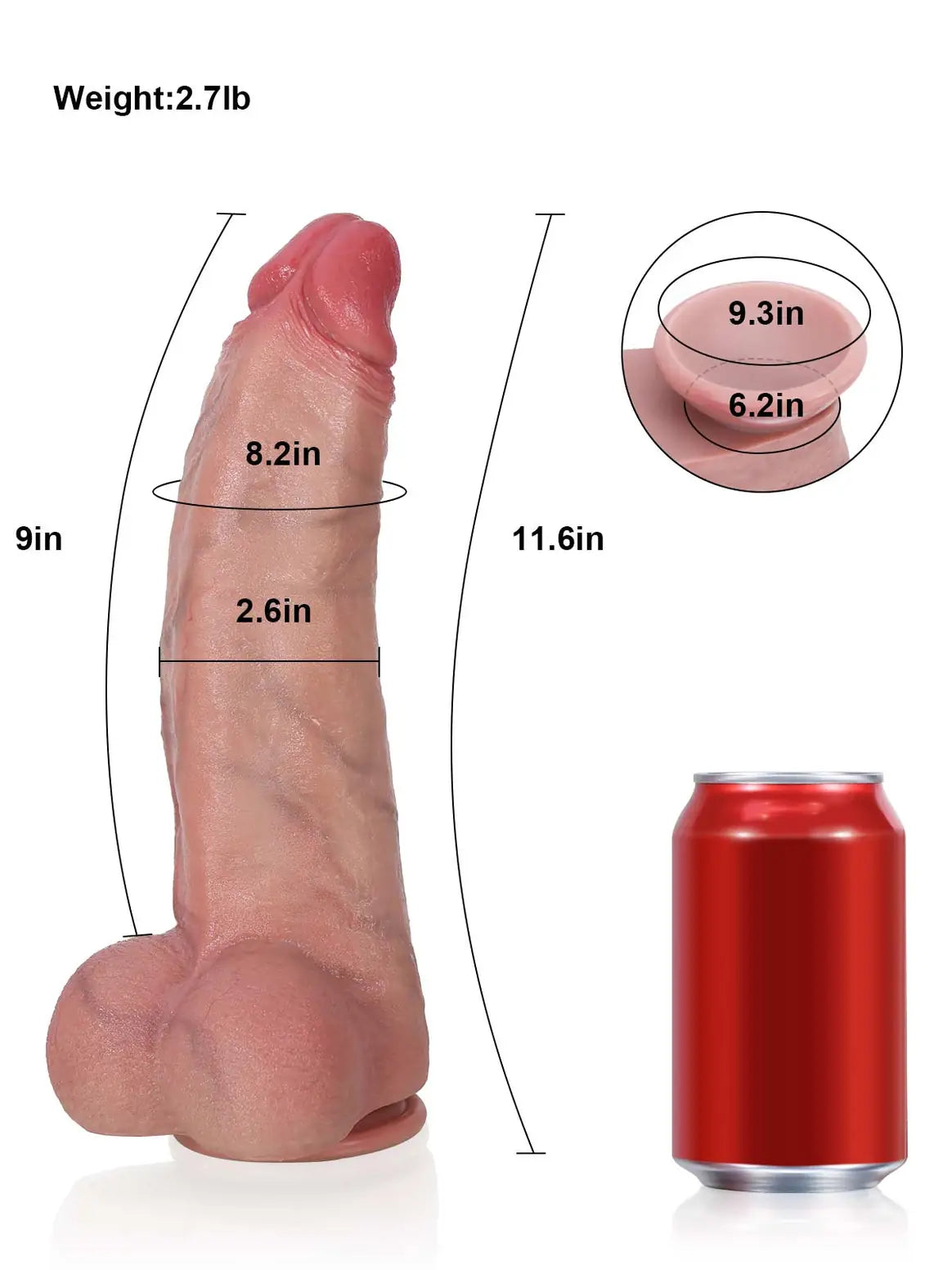 11.6" x 2.6" - Realistic Soft Flesh Like Hue Thick Short Fat Dildo