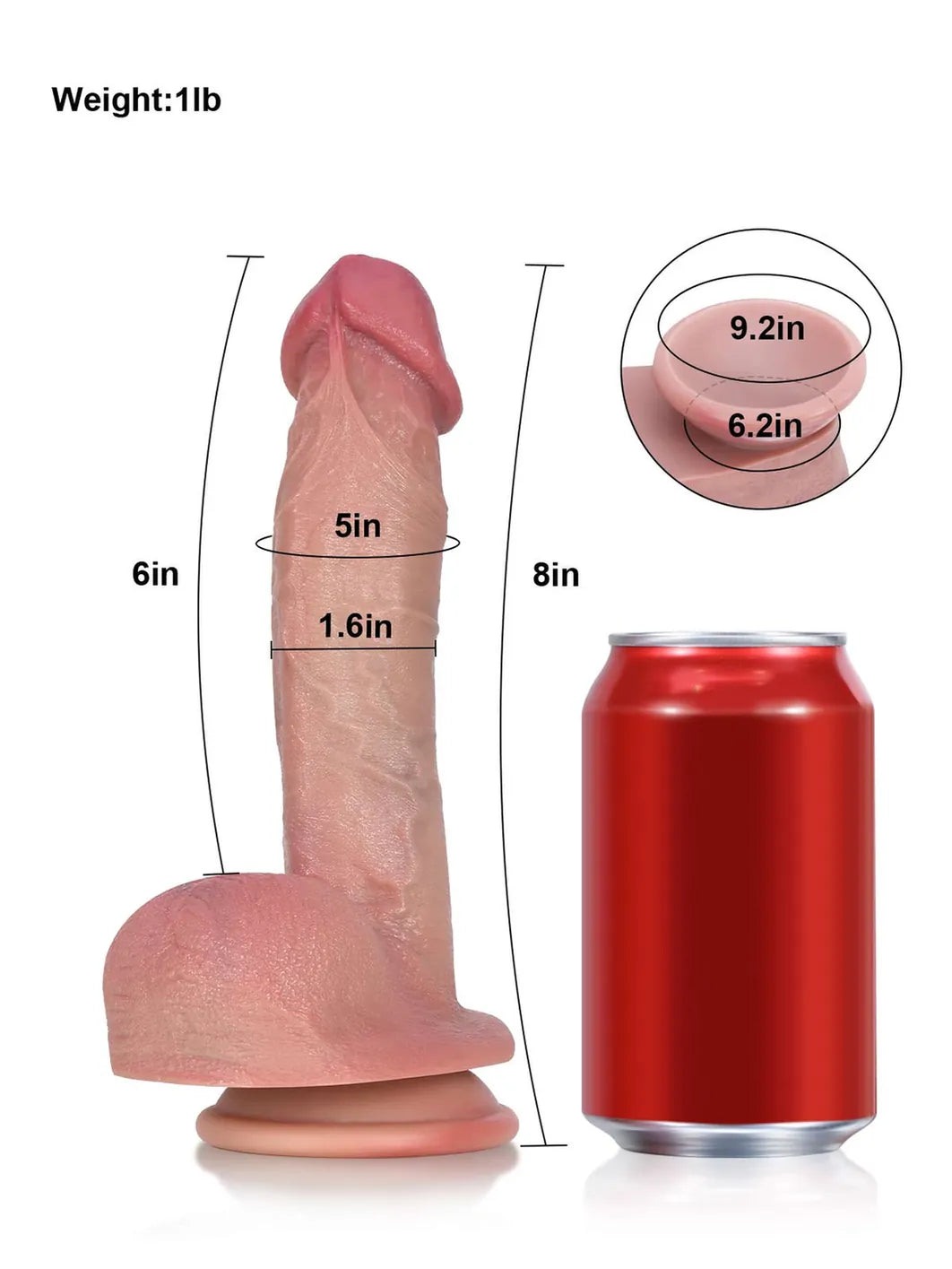 8" x 1.6" Unique Mid-Thick Dildo with Flexible Shaft and Veins