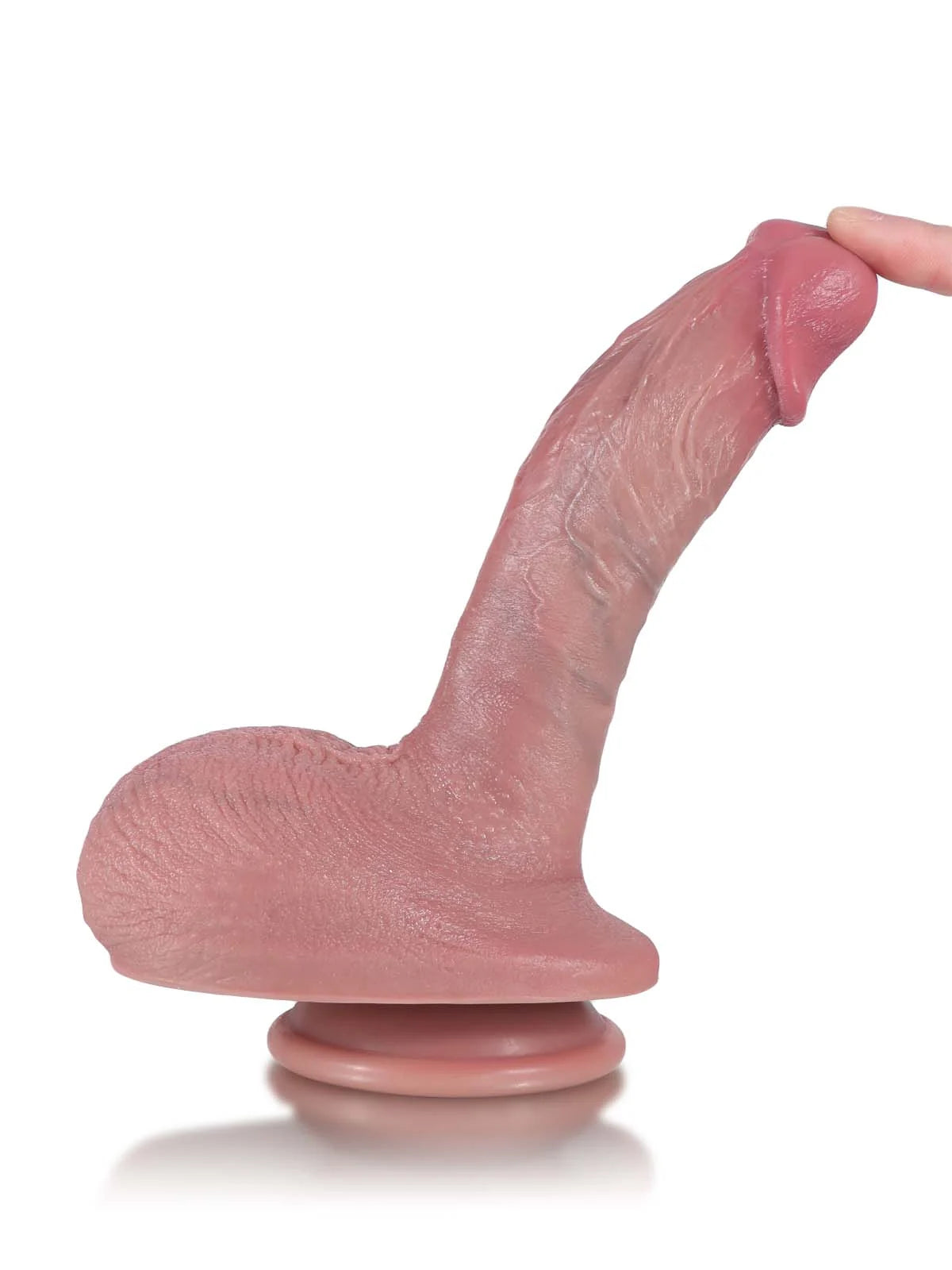 Adam | 8" x 1.6" Upward Curved Realistic Dildo with Suction Cup for G Spot