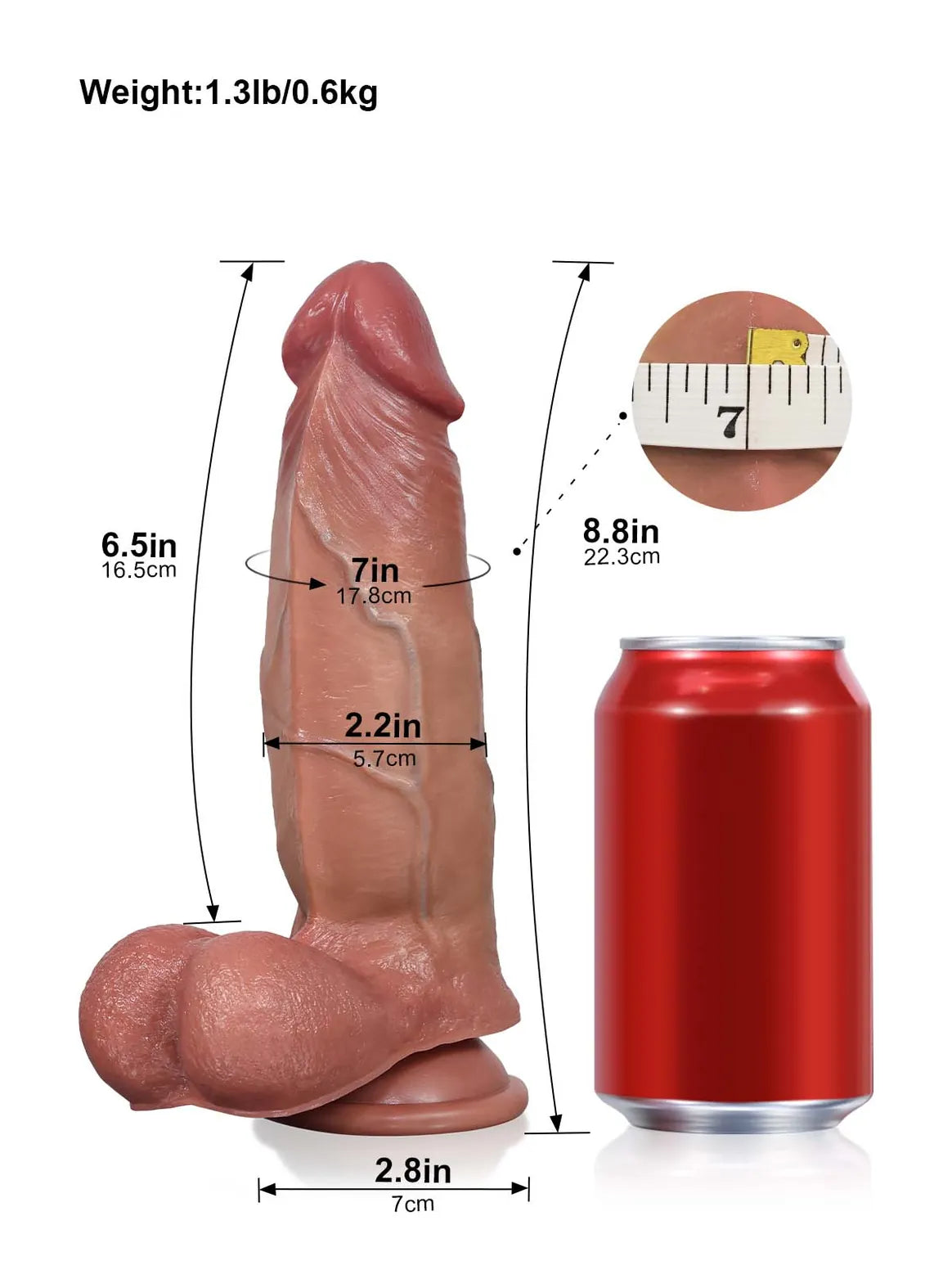 Wade | 8.8" x 2.2" Realistic Sliding Skin Dildo with Balls and Suction Cup