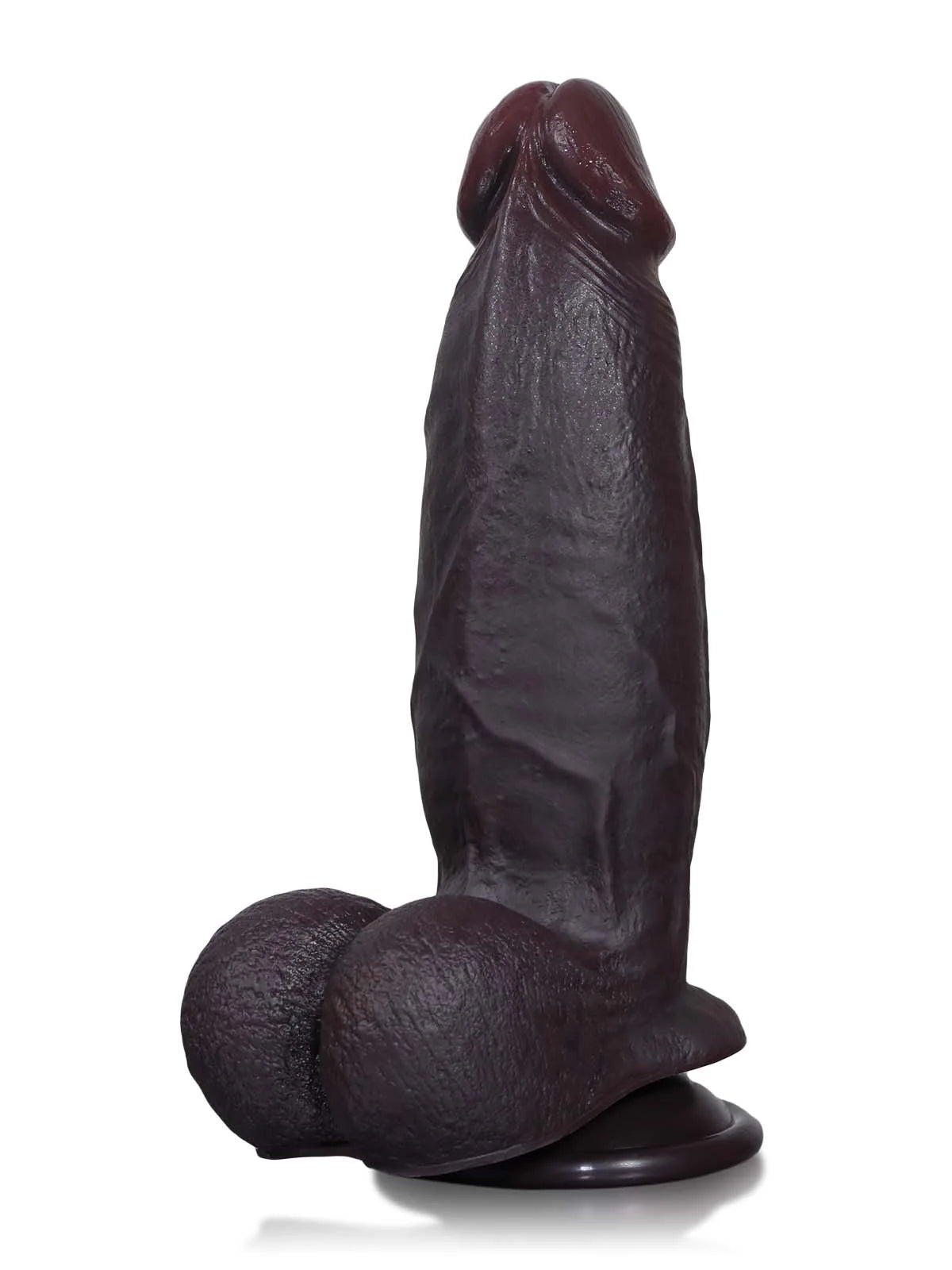 Cato | 8" x 2" Realistic Veiny Black Dildo with Sliding Skin and Suction Cup