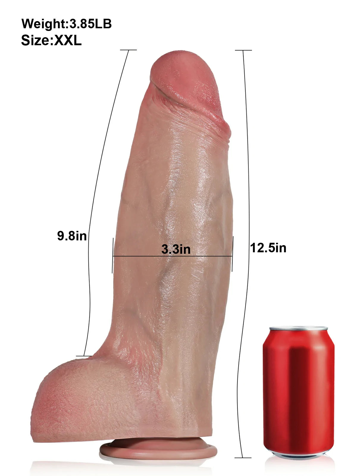 12.5" x 3.3" - XXL Size Realistic Soft Flesh Like Thick Short Fat Dildo