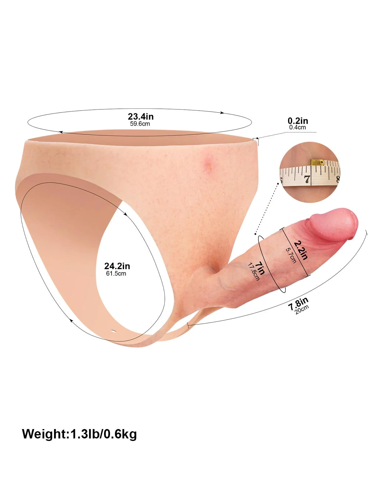 Daenerys | 7.8" x 2" Wearable Hollow Strap-On Dildo For Women • For Men • Penis Extension • ED Cock Sleeve