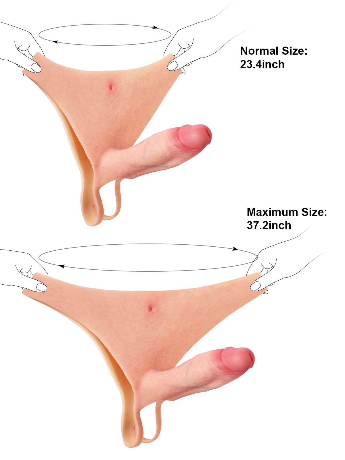 7.8" x 2" Wearable Hollow Strap-On Dildo For Women • For Men • Penis Extension • ED Cock Sleeve