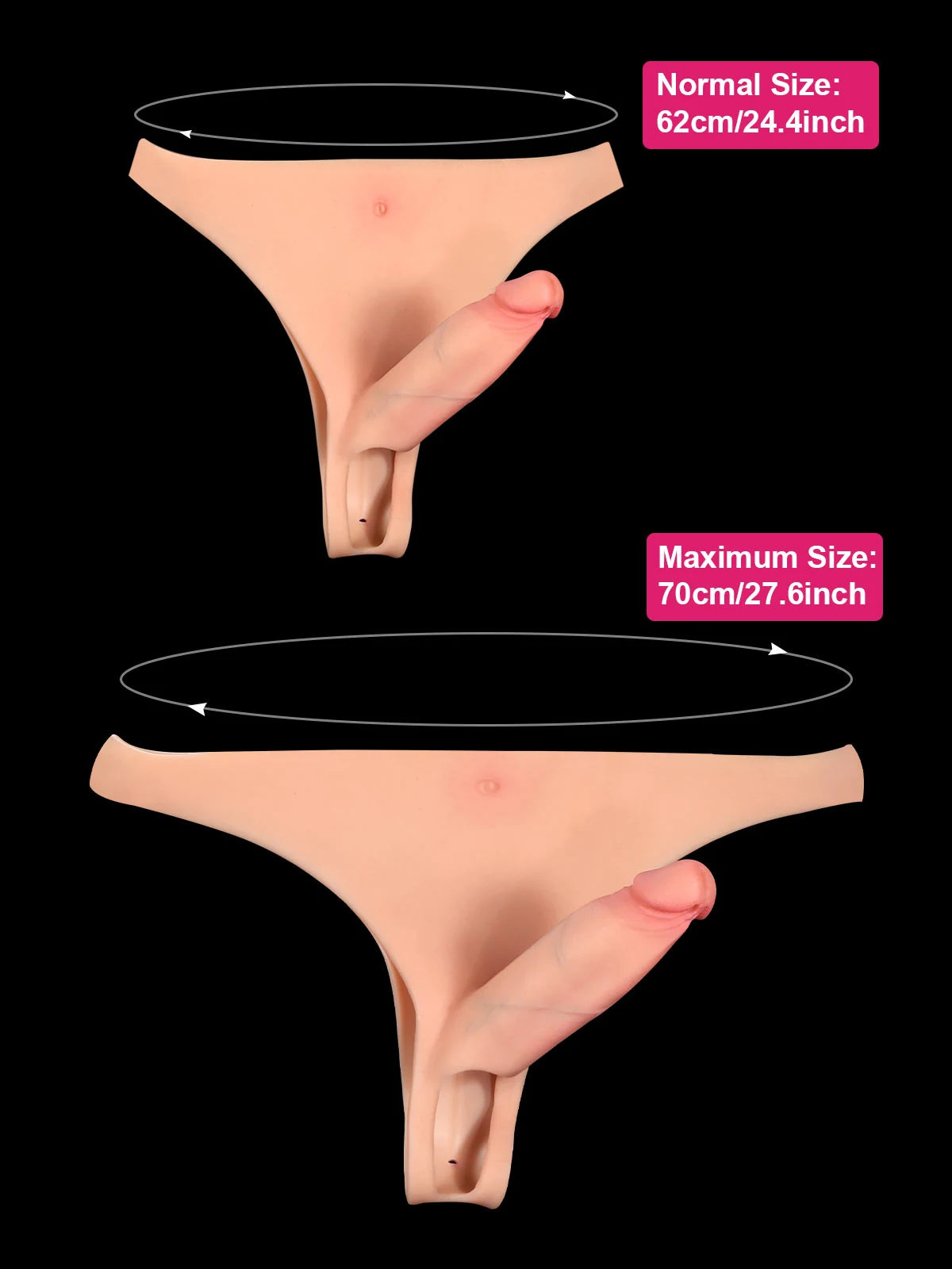 Casey | 6" x 2" Hollow Open Ball Platinum Silicone Wearable Strap On Hard / Soft Version Dildo