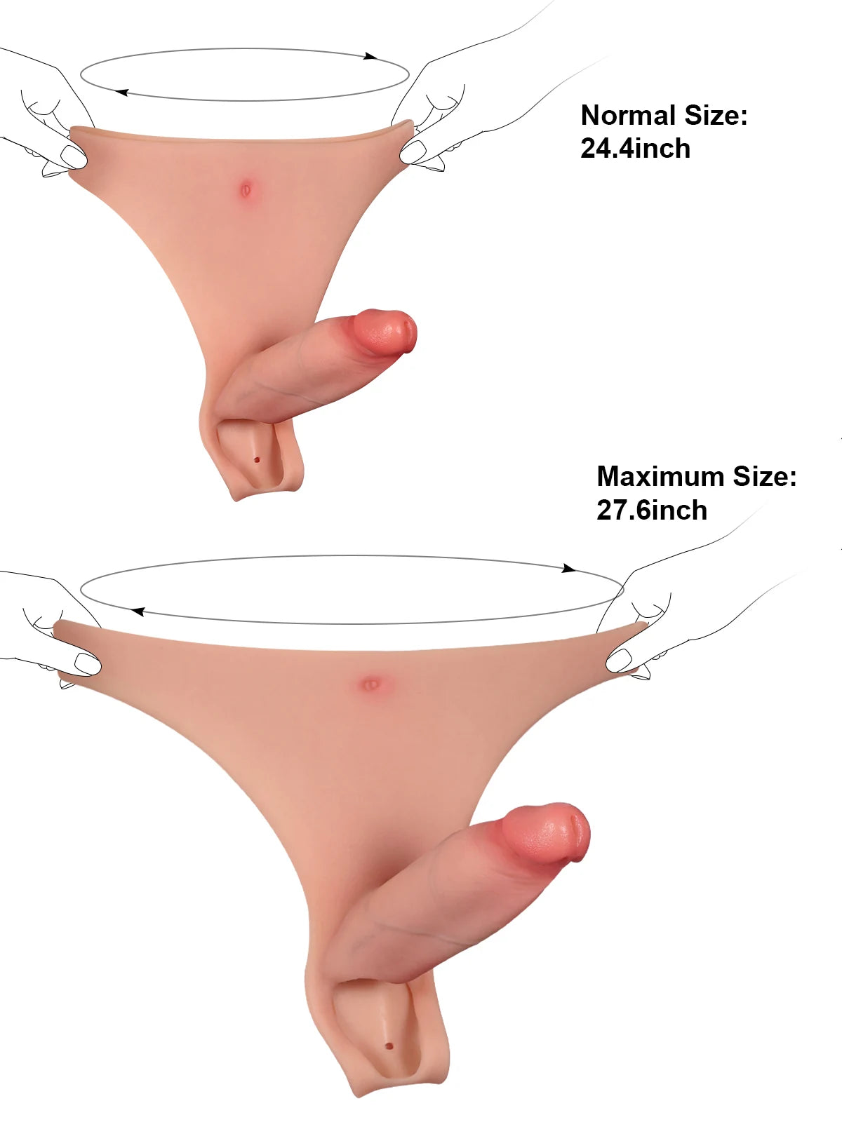 Casey | 6" x 2" Hollow Open Ball Platinum Silicone Wearable Strap On Hard / Soft Version Dildo
