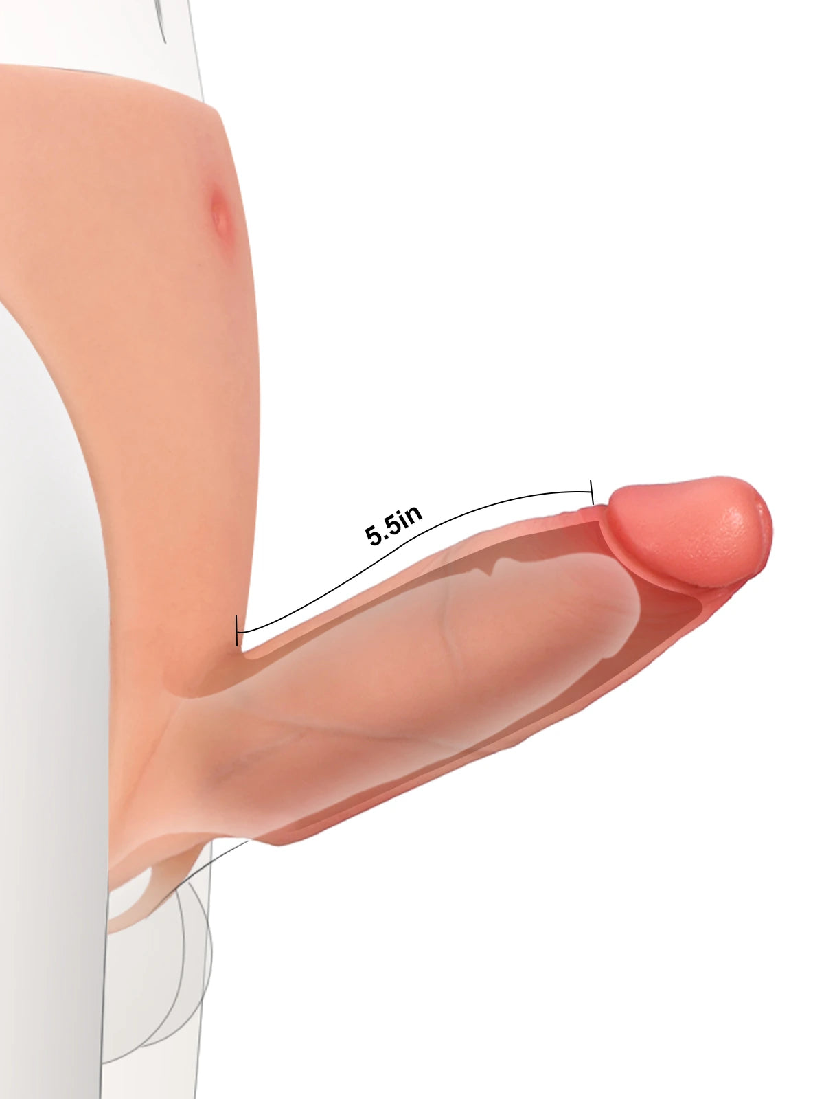 Casey | 6" x 2" Hollow Open Ball Platinum Silicone Wearable Strap On Hard / Soft Version Dildo