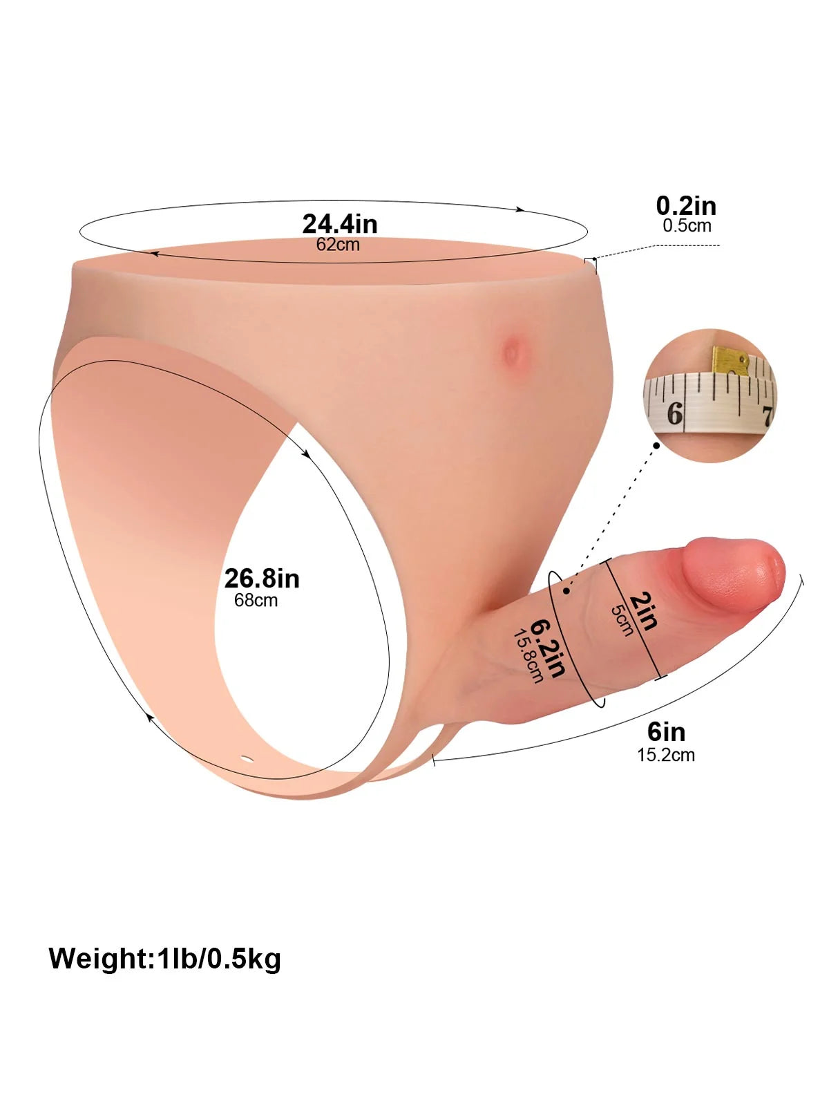 Casey | 6" x 2" Hollow Open Ball Platinum Silicone Wearable Strap On Hard Version Dildo