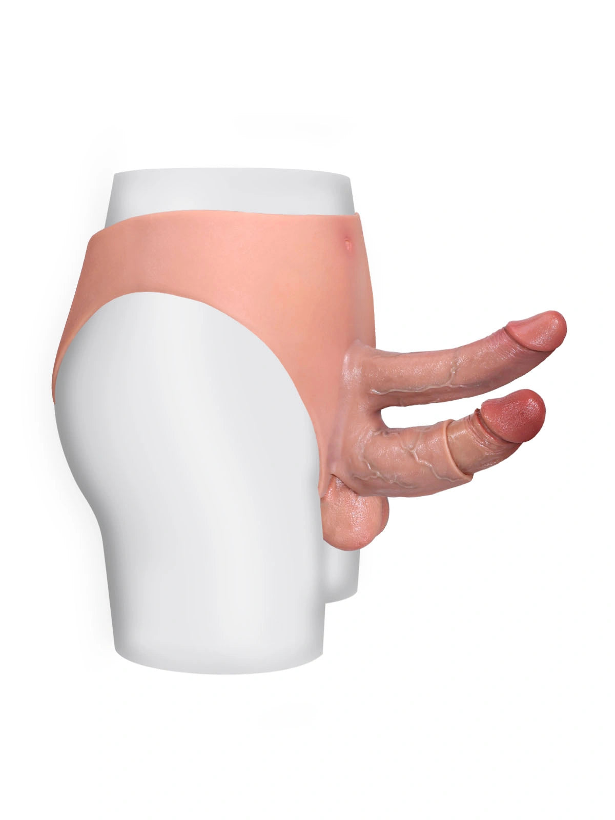 Jax | Wearable Silicone Brief for Double Penetration | Built-In Dildo + Hollow Sleeve for Couples