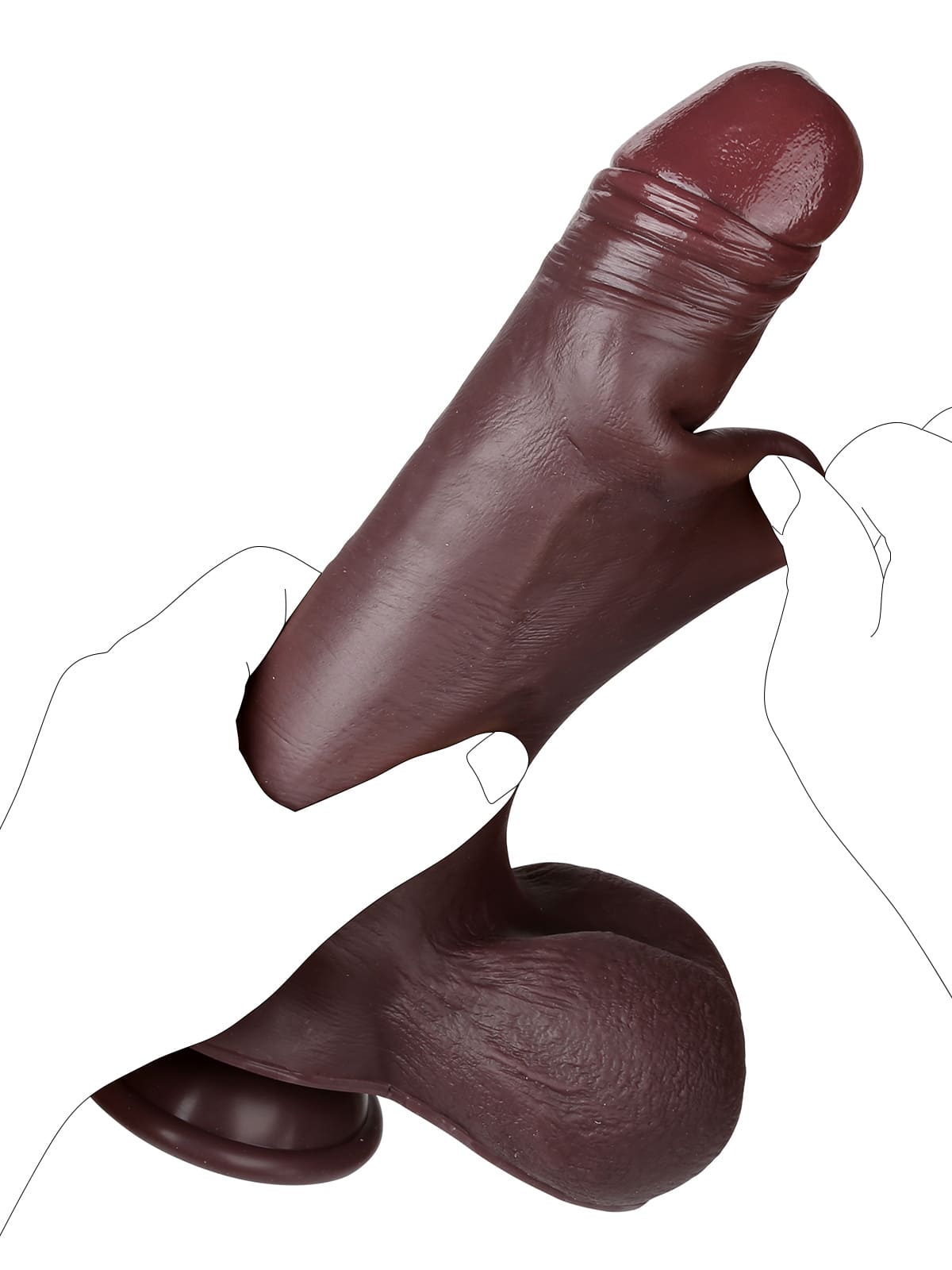 Sam 9" x 1.8" Black Sliding Skin Soft Dildo With Realistic Balls