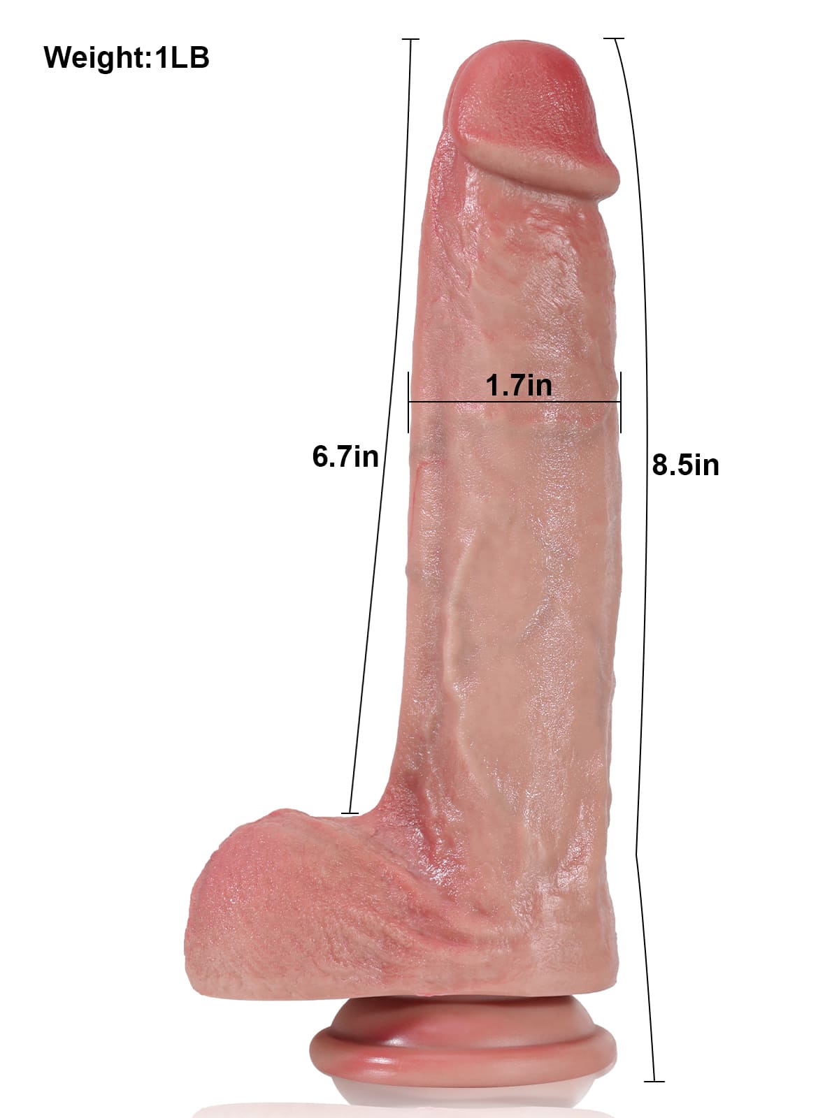 Scott 8.5" * 1.7" Flesh Most Realistic Dildo With Metal Keel