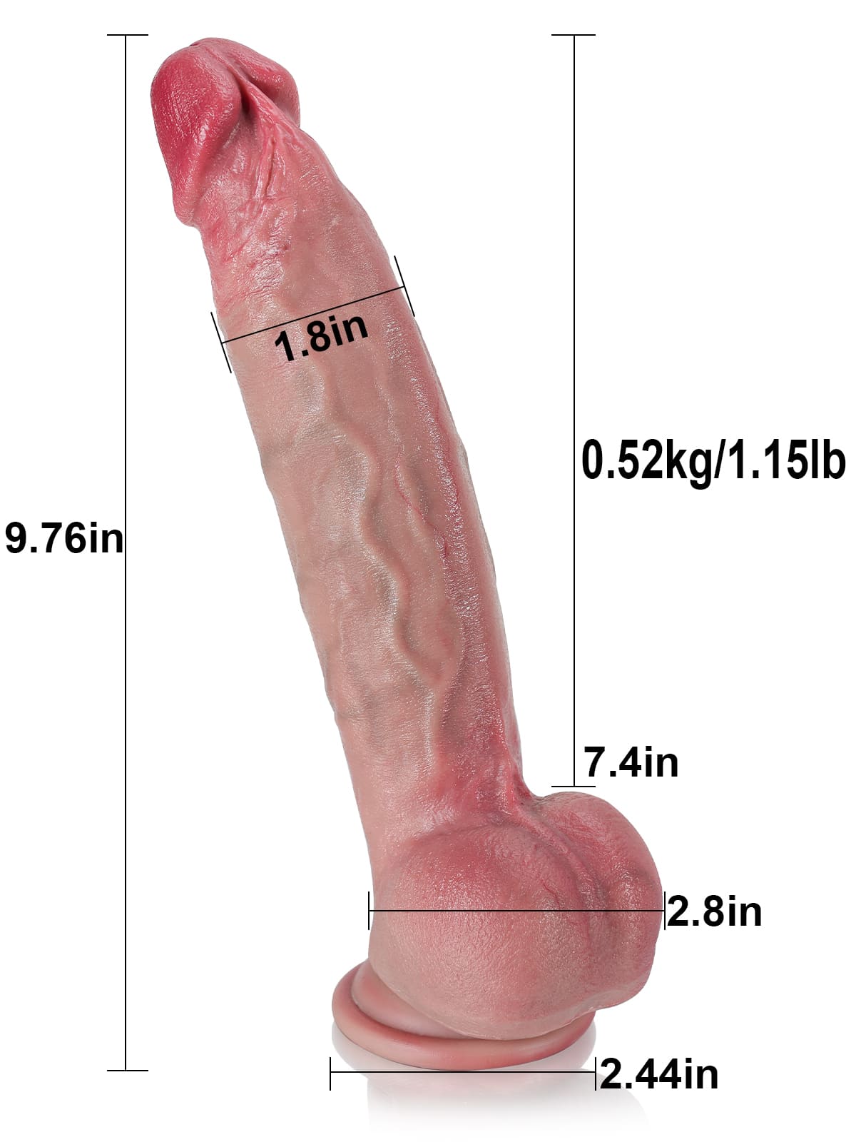 Shane 9.7" * 1.8" Flesh Sexy Glans Most Realistic Dildo With Metal Keel Bendable