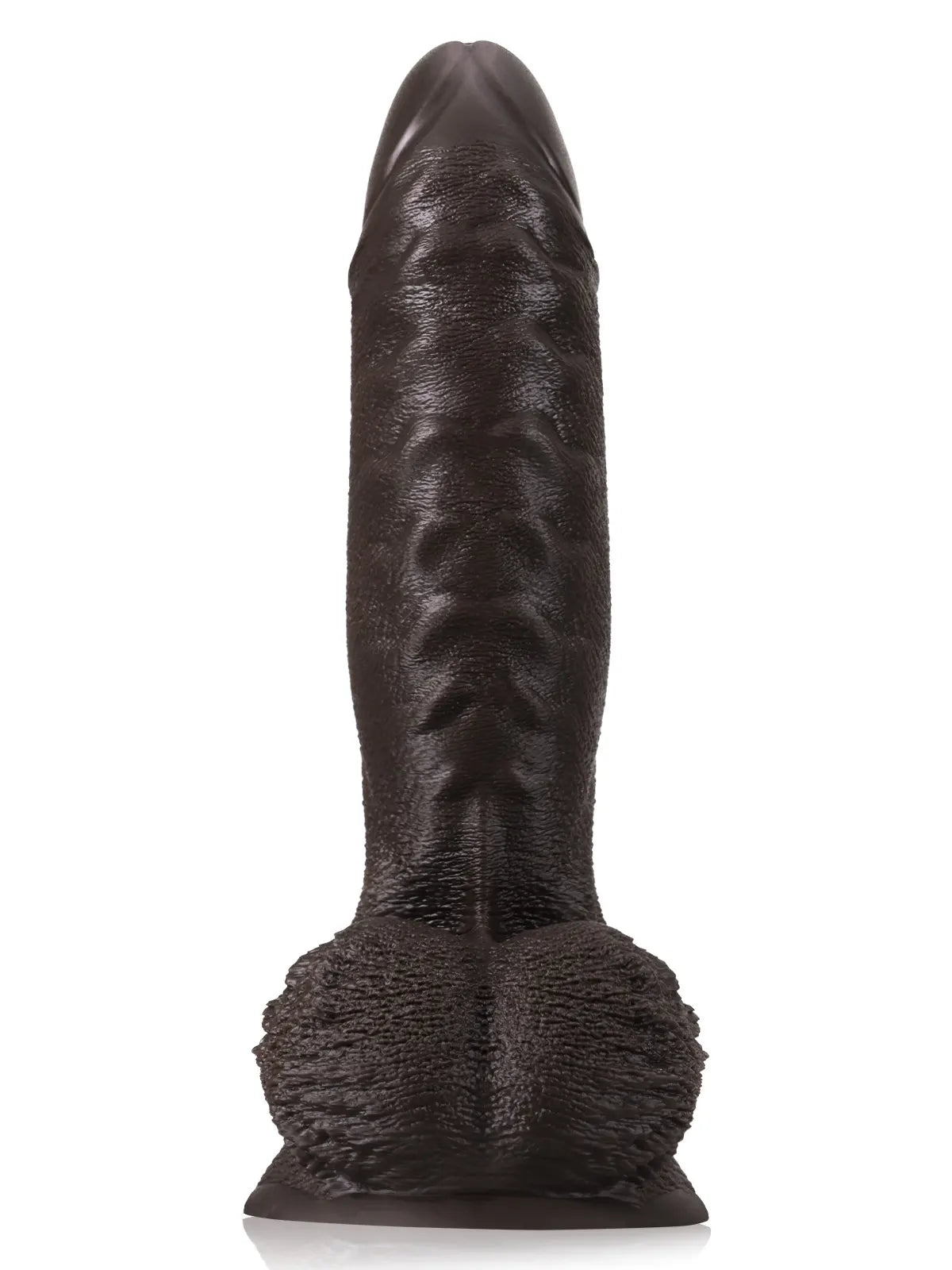 Tyrone 13" x 2.7" Large Black Dildo with Textured Shaft and Massage Beads
